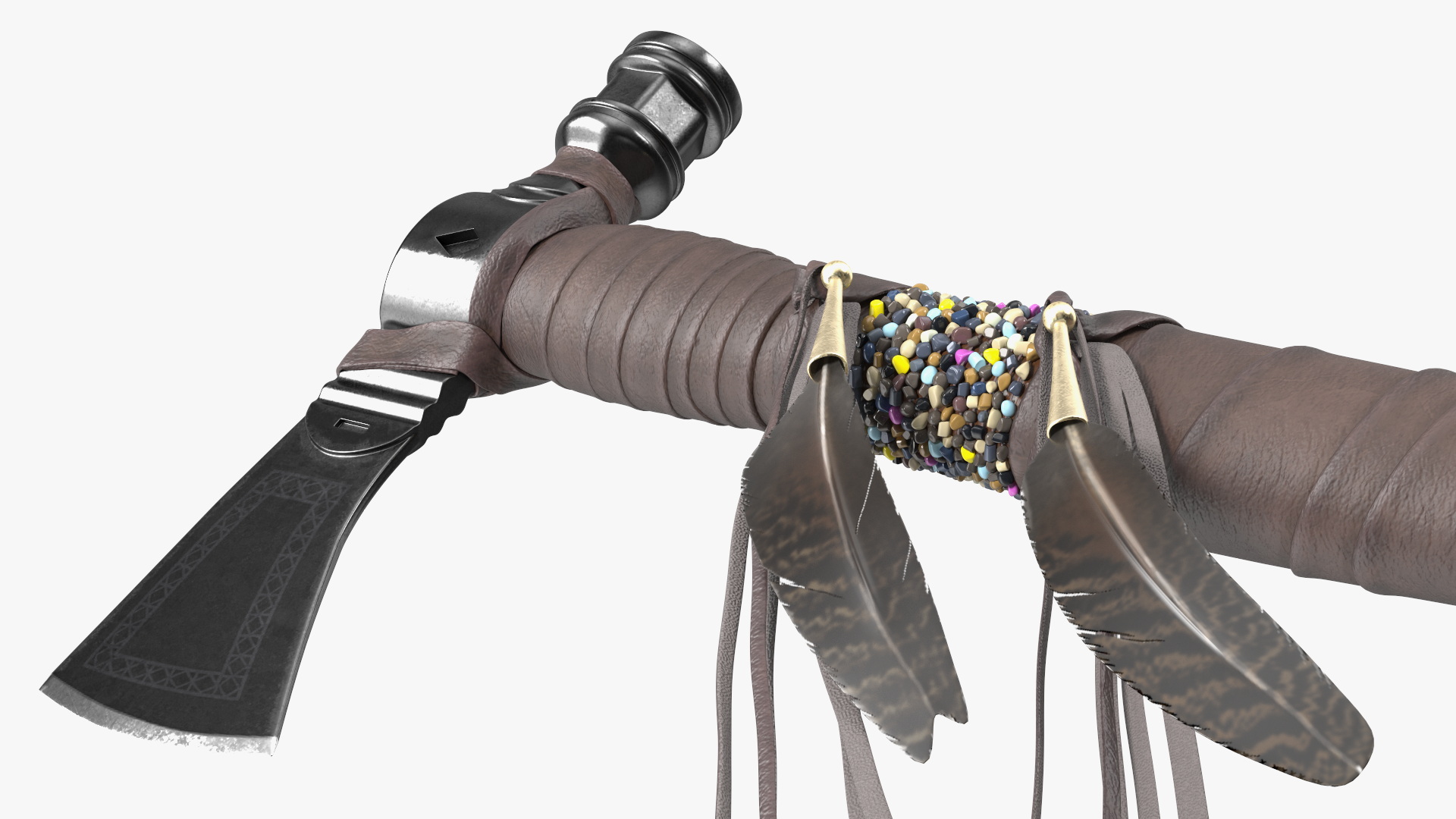 3D model Indian Tomahawk Weapon Dark Leather