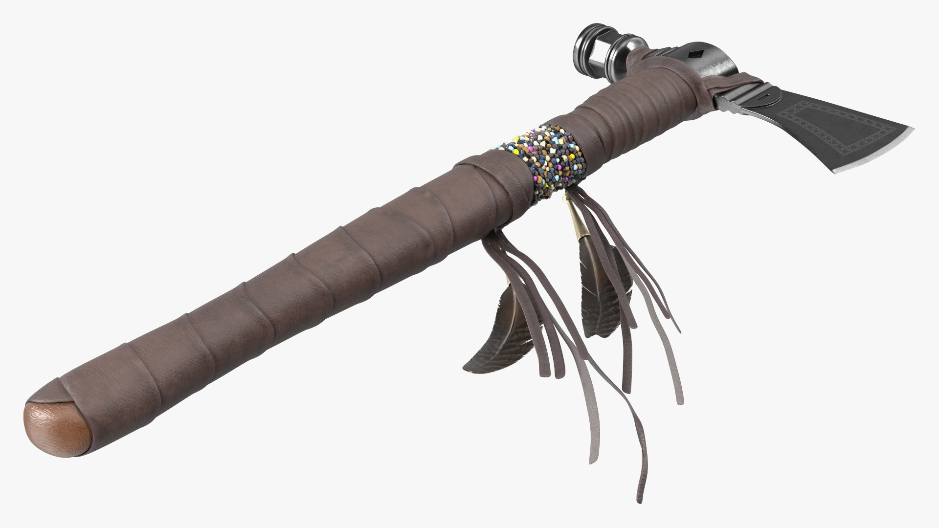 3D model Indian Tomahawk Weapon Dark Leather