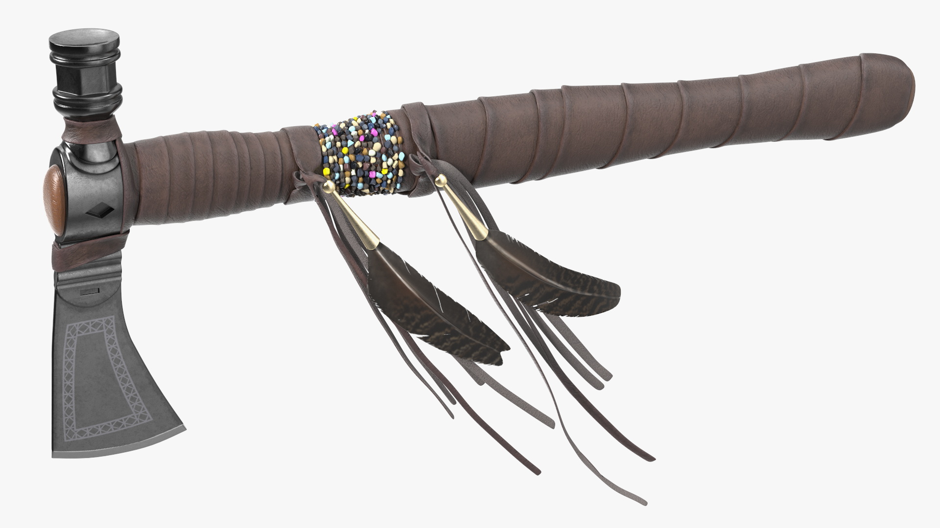 3D model Indian Tomahawk Weapon Dark Leather