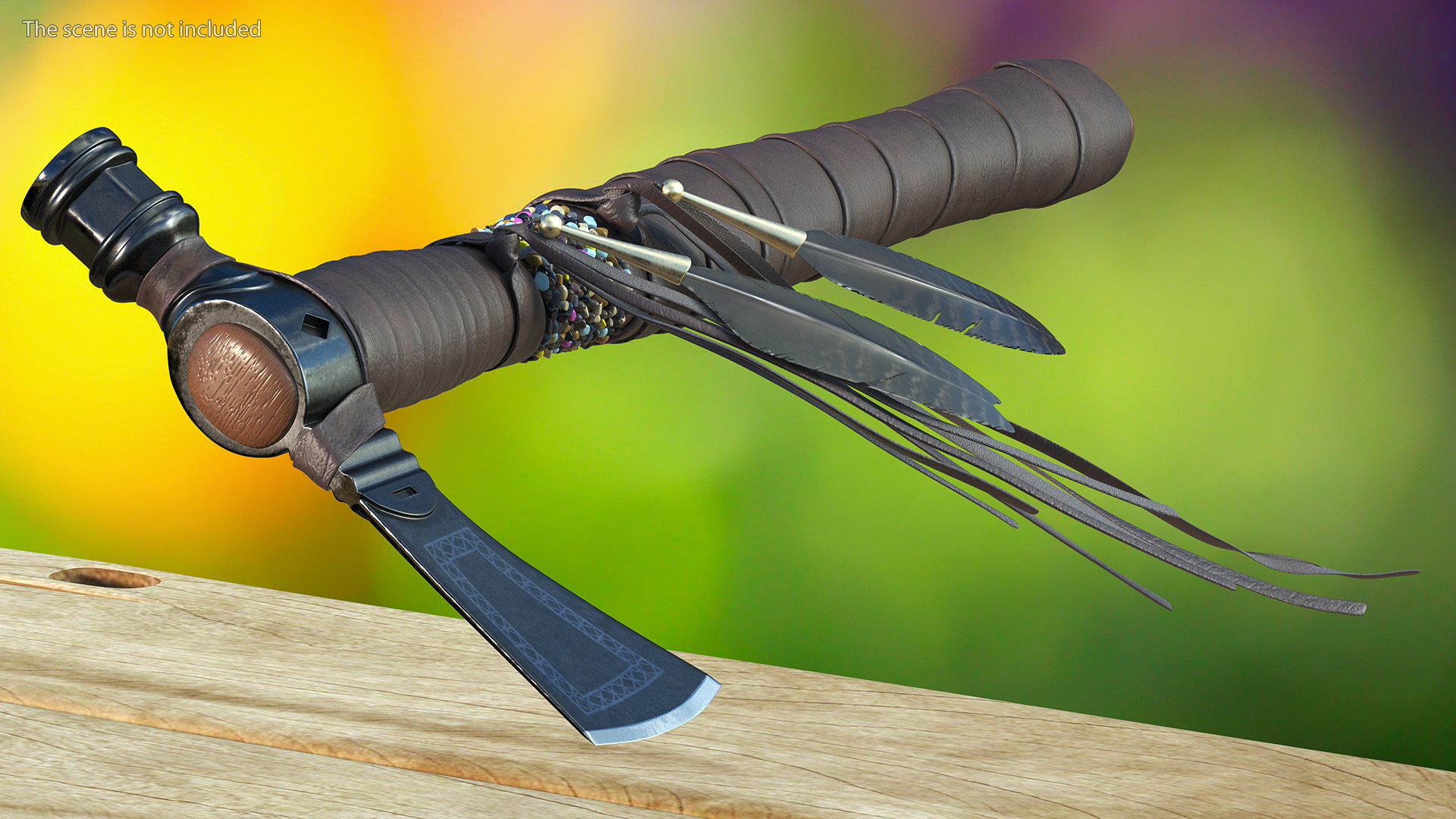 3D model Indian Tomahawk Weapon Dark Leather
