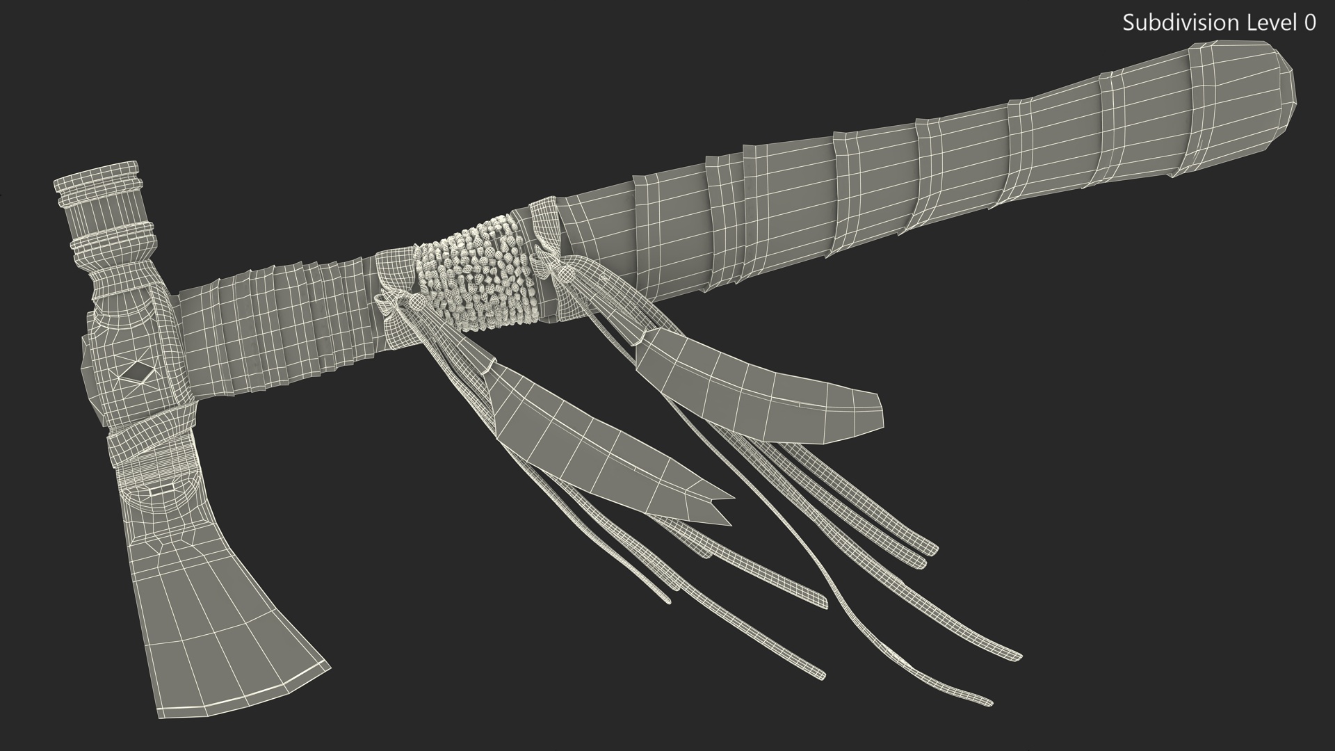 3D model Indian Tomahawk Weapon Dark Leather