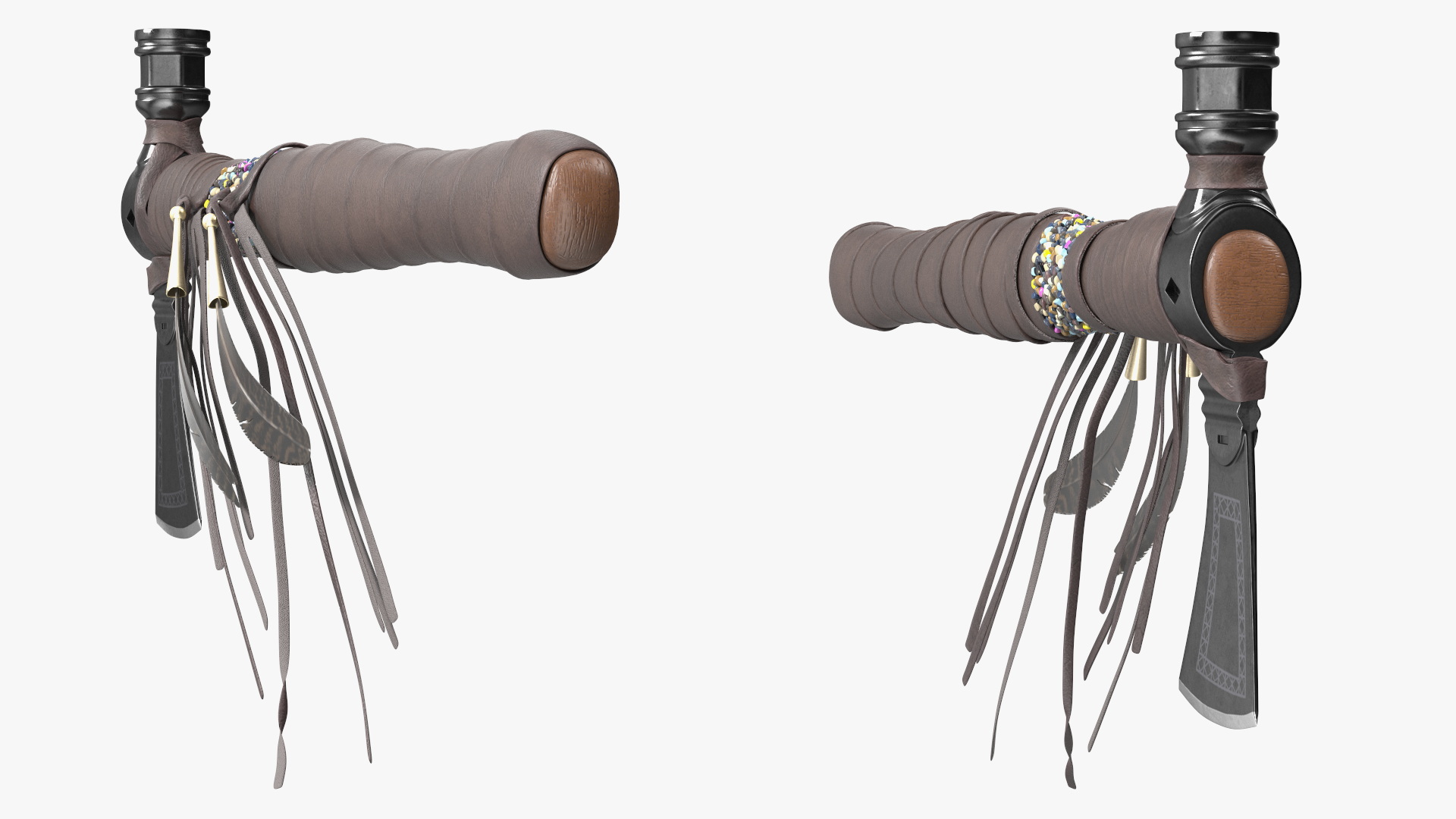 3D model Indian Tomahawk Weapon Dark Leather
