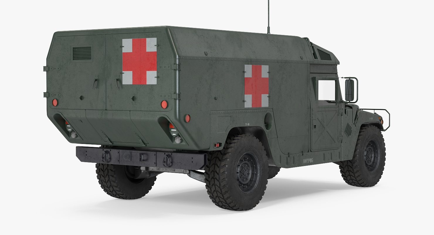 3D model Ambulance Military Car HMMWV m996 Rigged