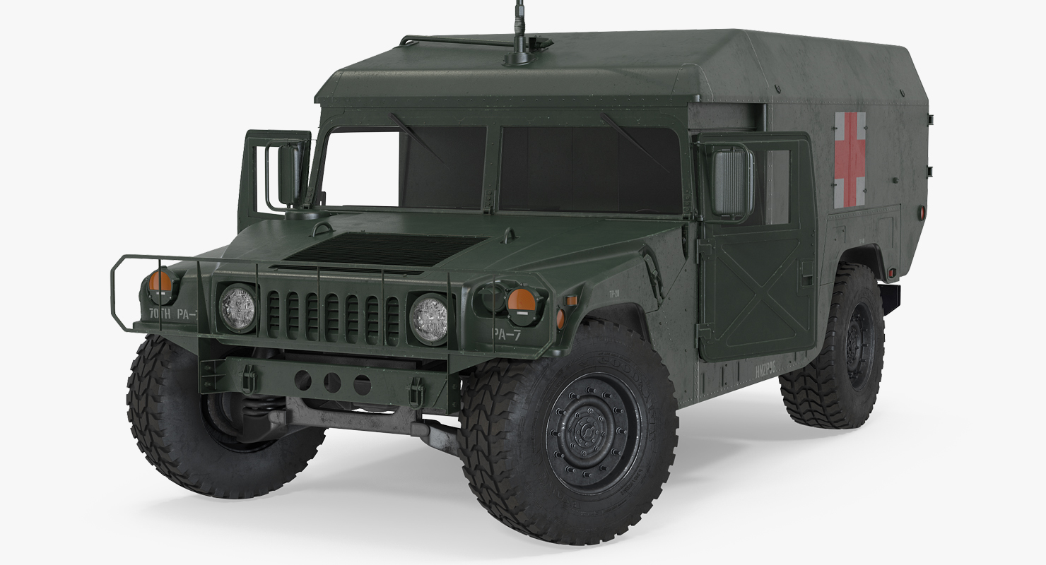 3D model Ambulance Military Car HMMWV m996 Rigged