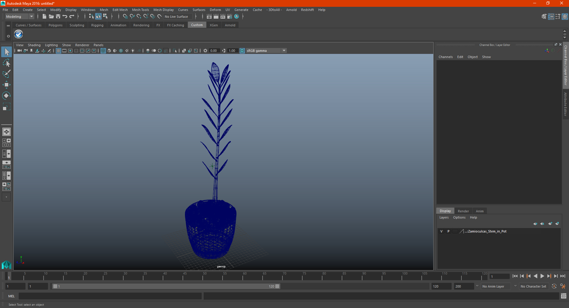 3D Zamioculcas Stem in Pot model