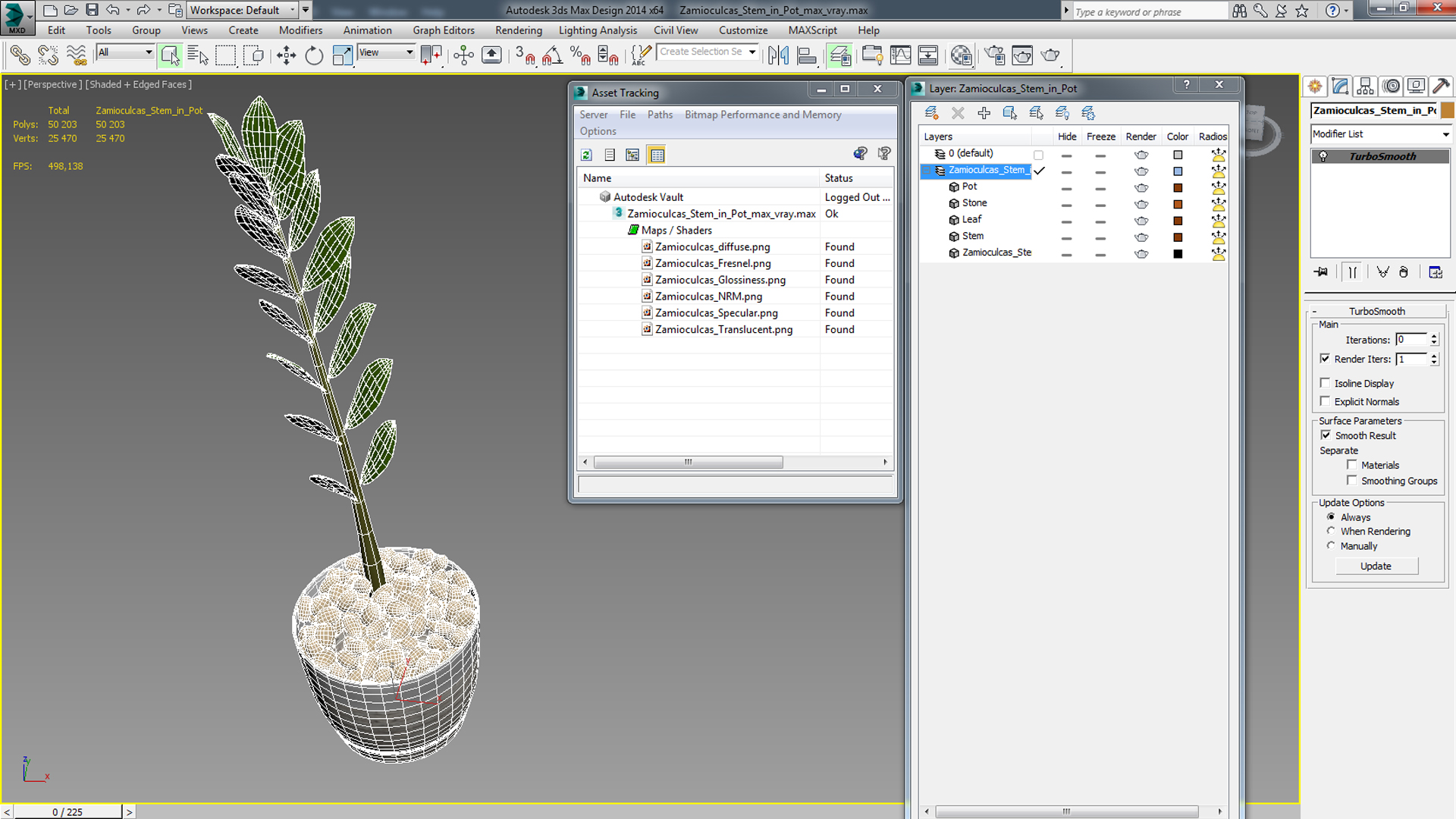 3D Zamioculcas Stem in Pot model