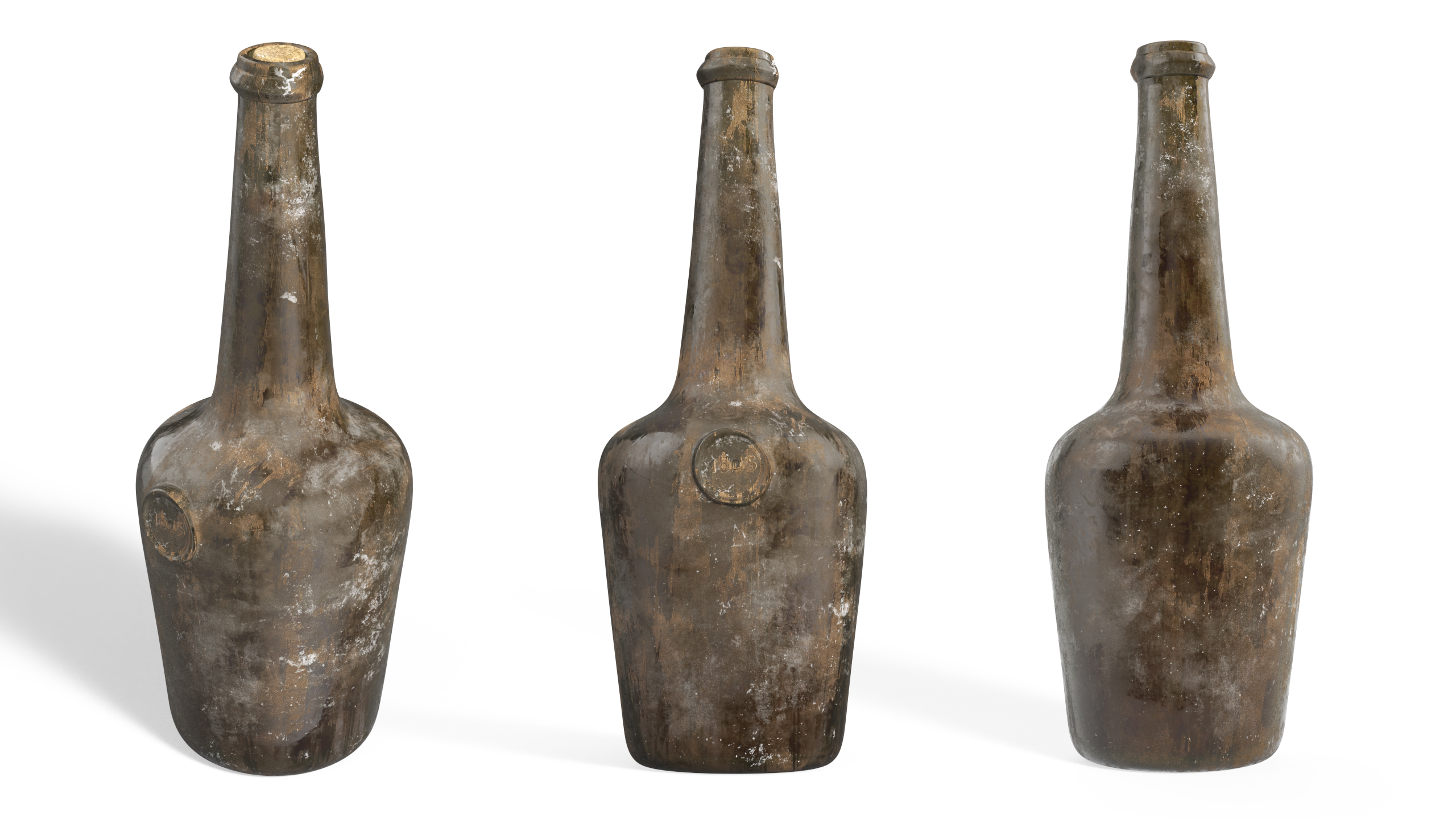 Vintage Glass Wine Bottle Old 3D model