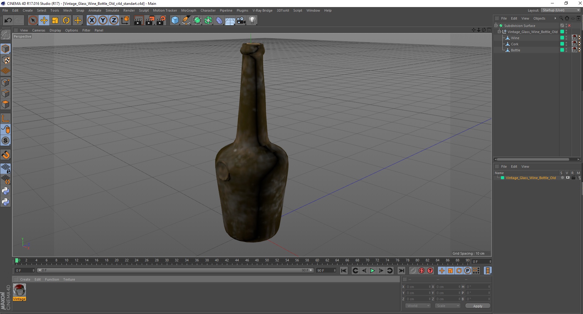 Vintage Glass Wine Bottle Old 3D model