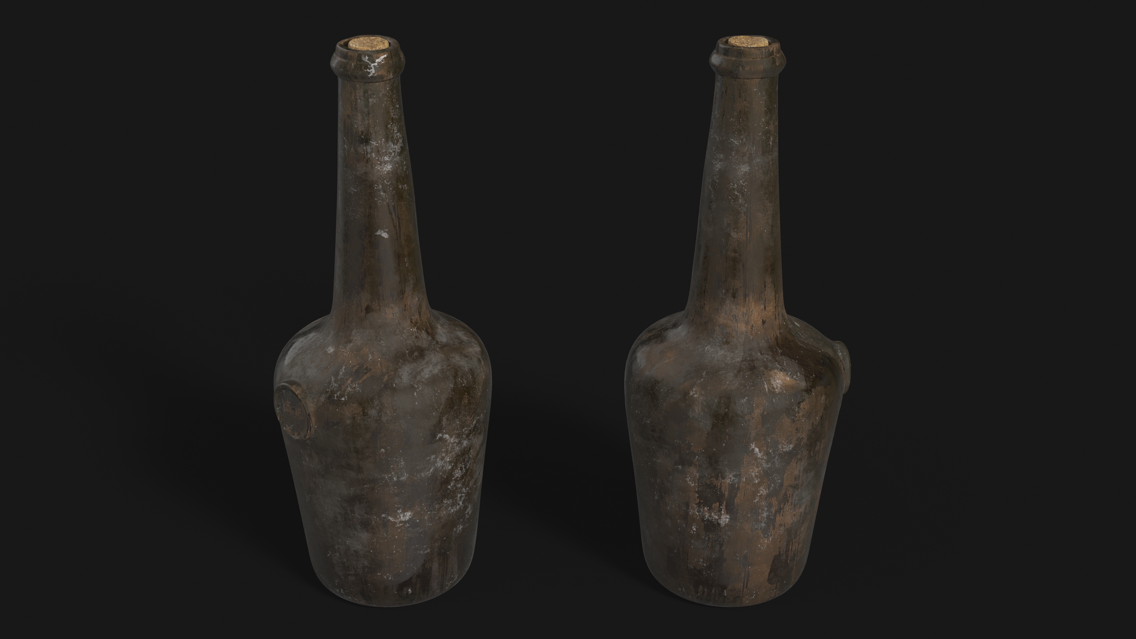 Vintage Glass Wine Bottle Old 3D model