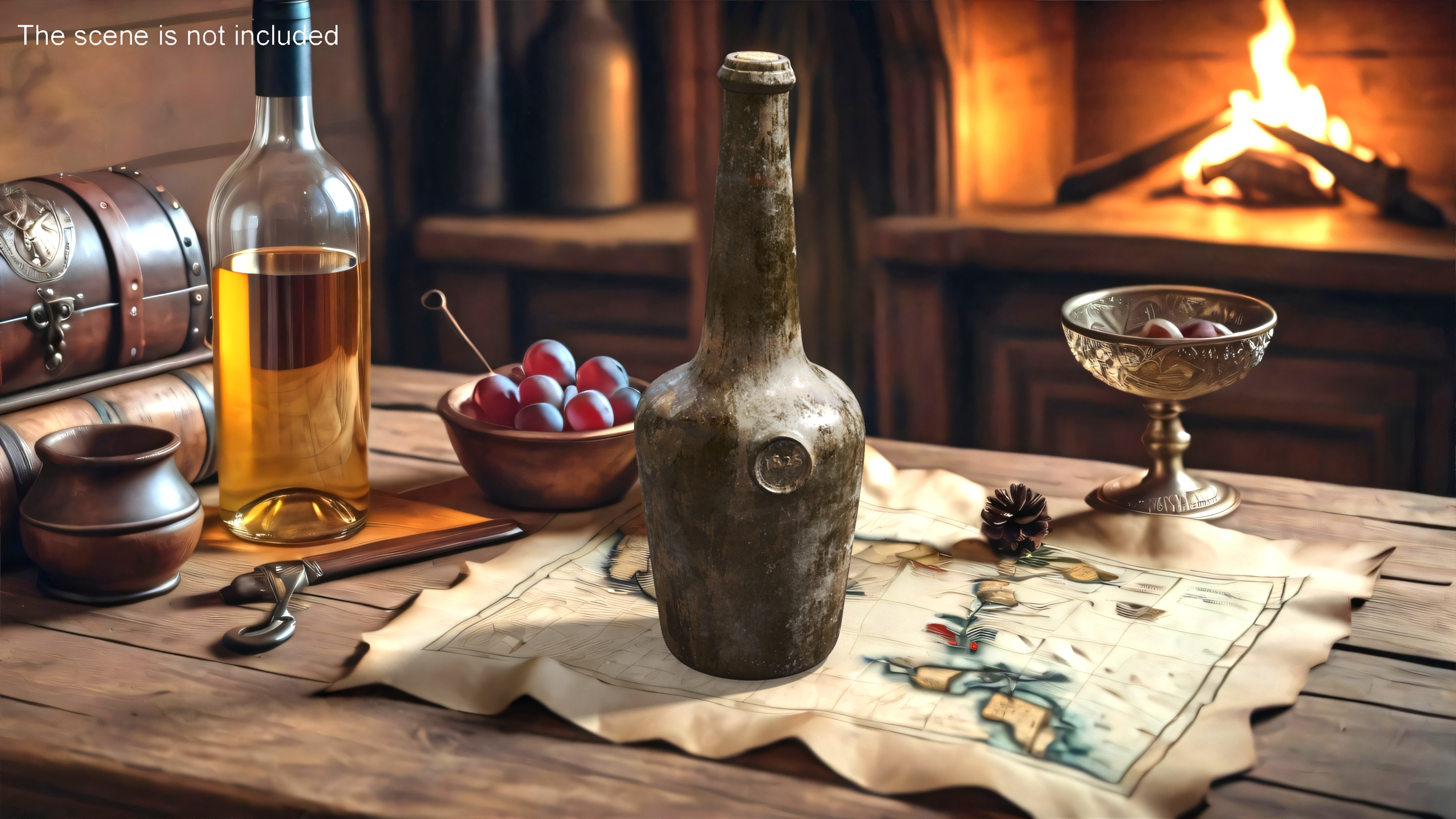 Vintage Glass Wine Bottle Old 3D model