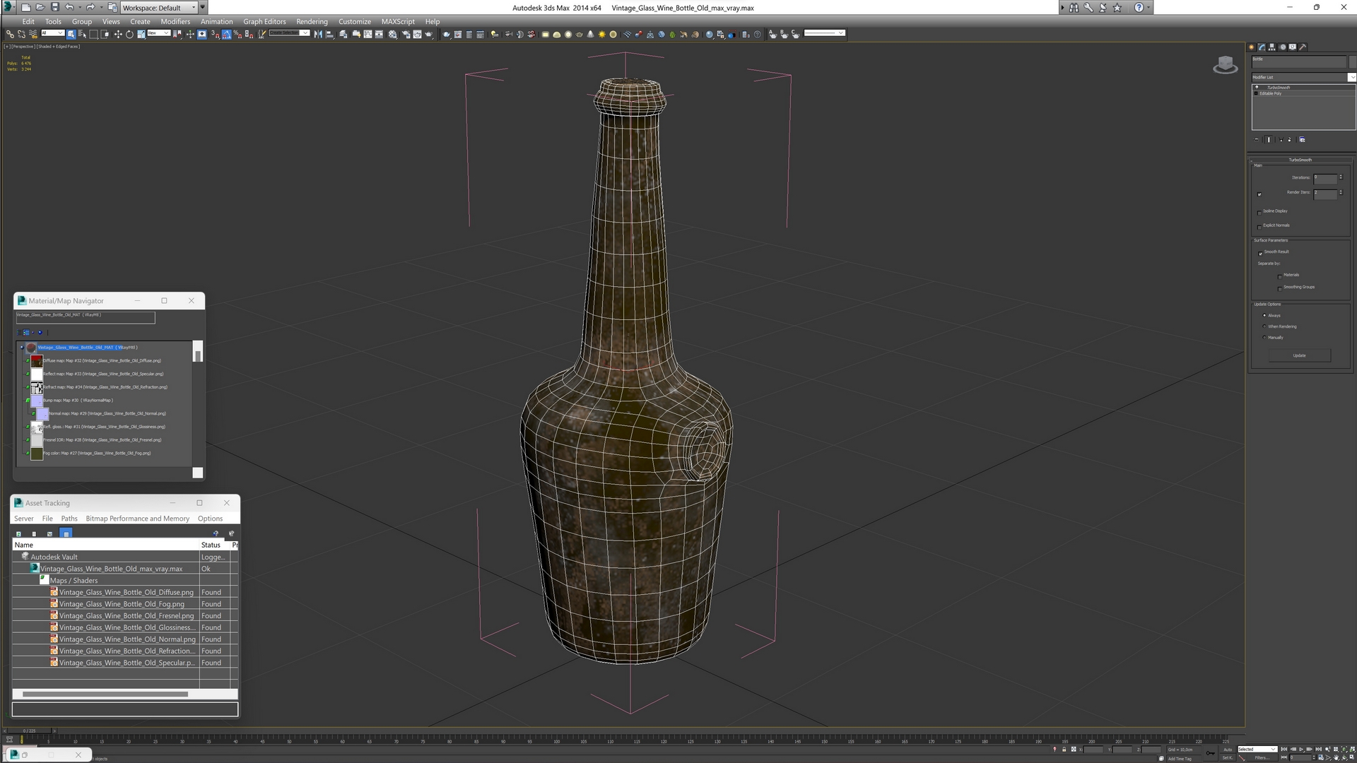 Vintage Glass Wine Bottle Old 3D model