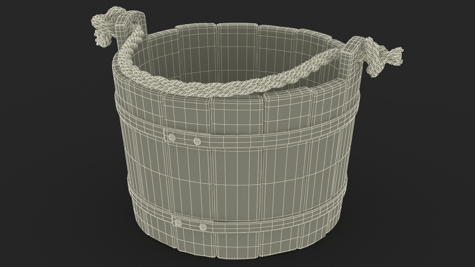 3D Wooden Bucket model