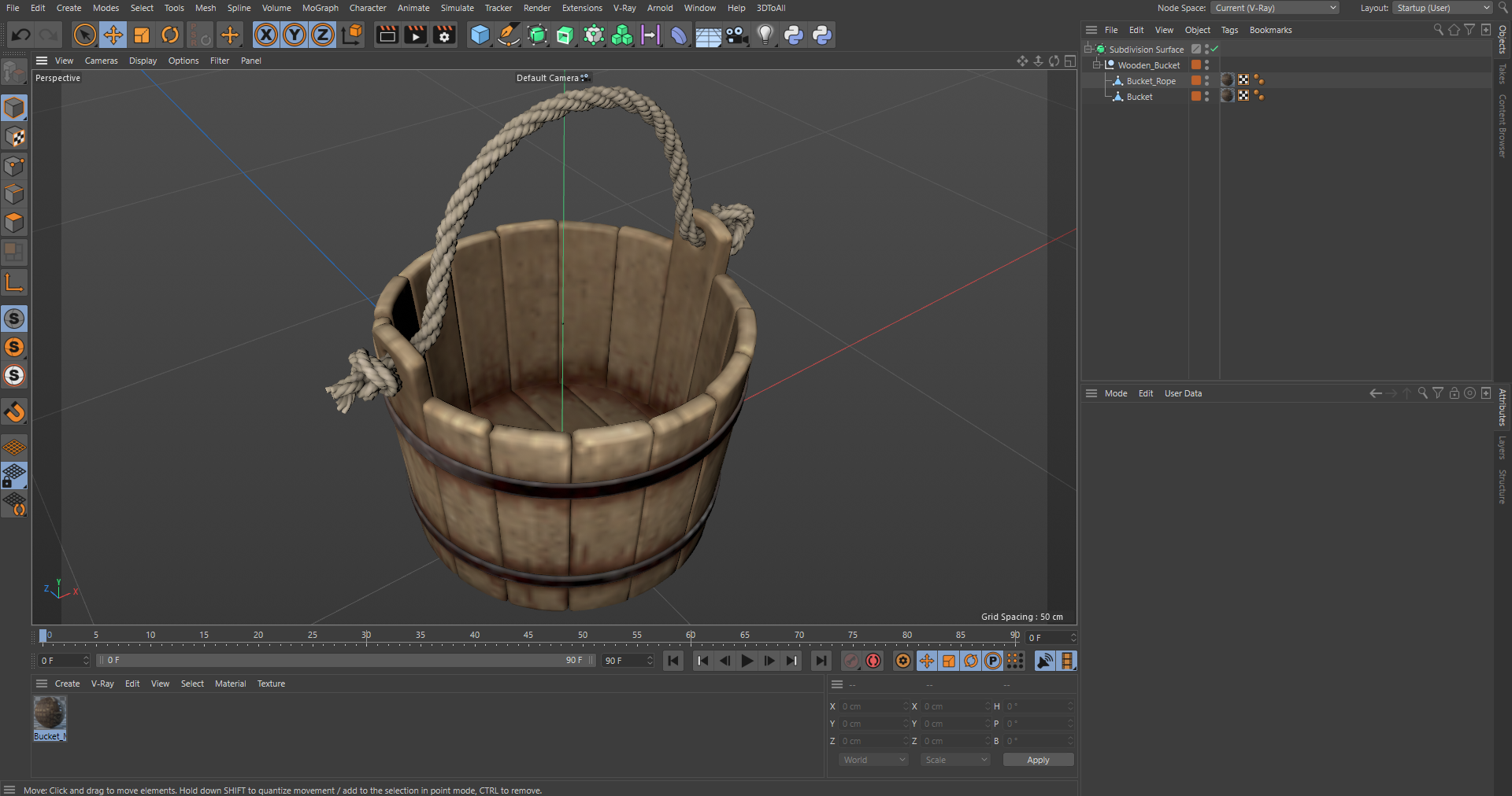 3D Wooden Bucket model