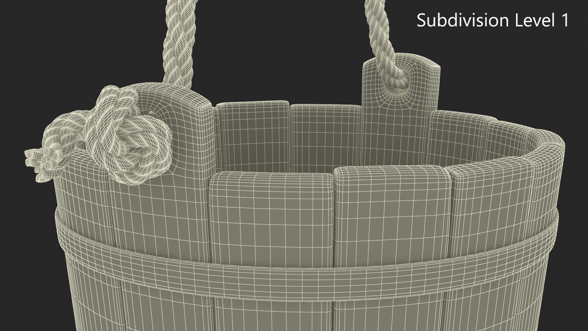 3D Wooden Bucket model