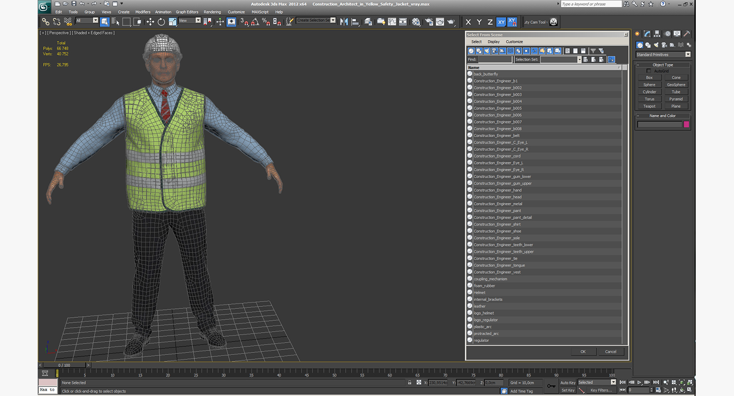 3D Construction Architect in Yellow Safety Jacket