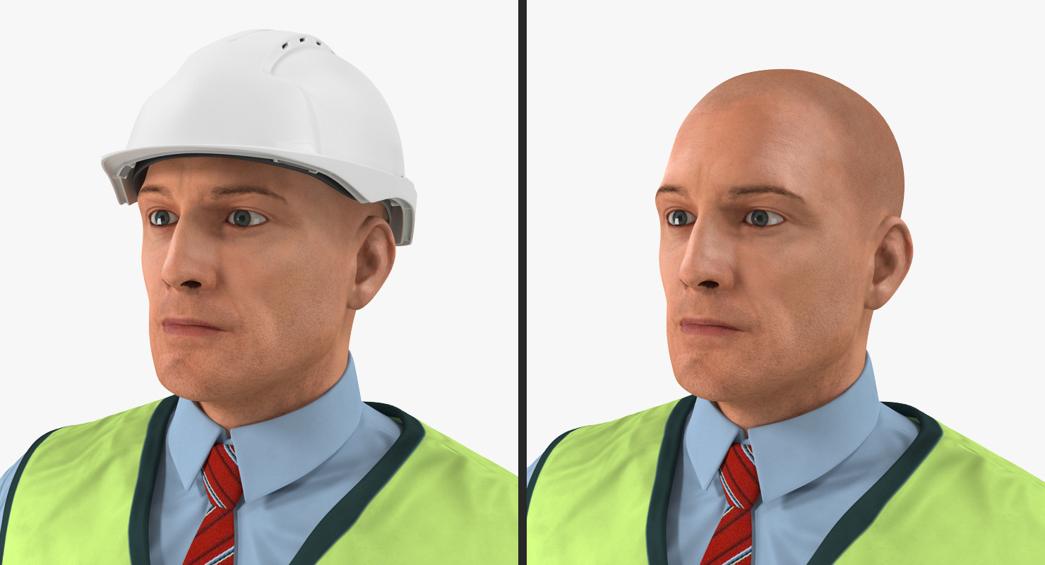 3D Construction Architect in Yellow Safety Jacket