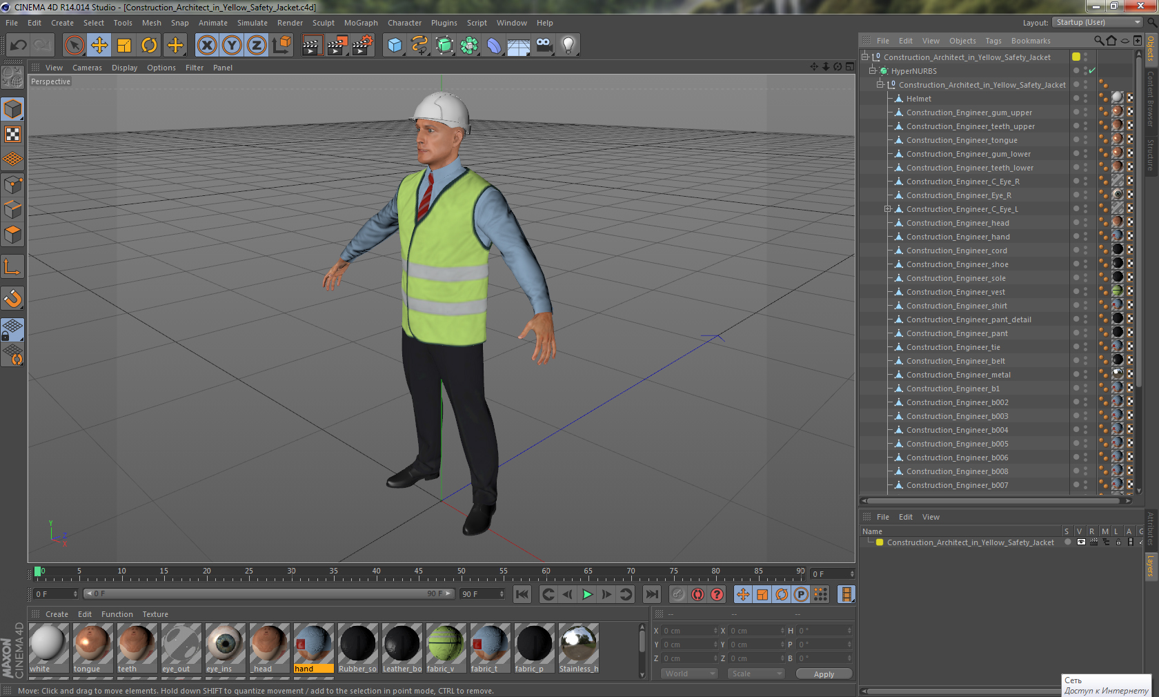 3D Construction Architect in Yellow Safety Jacket