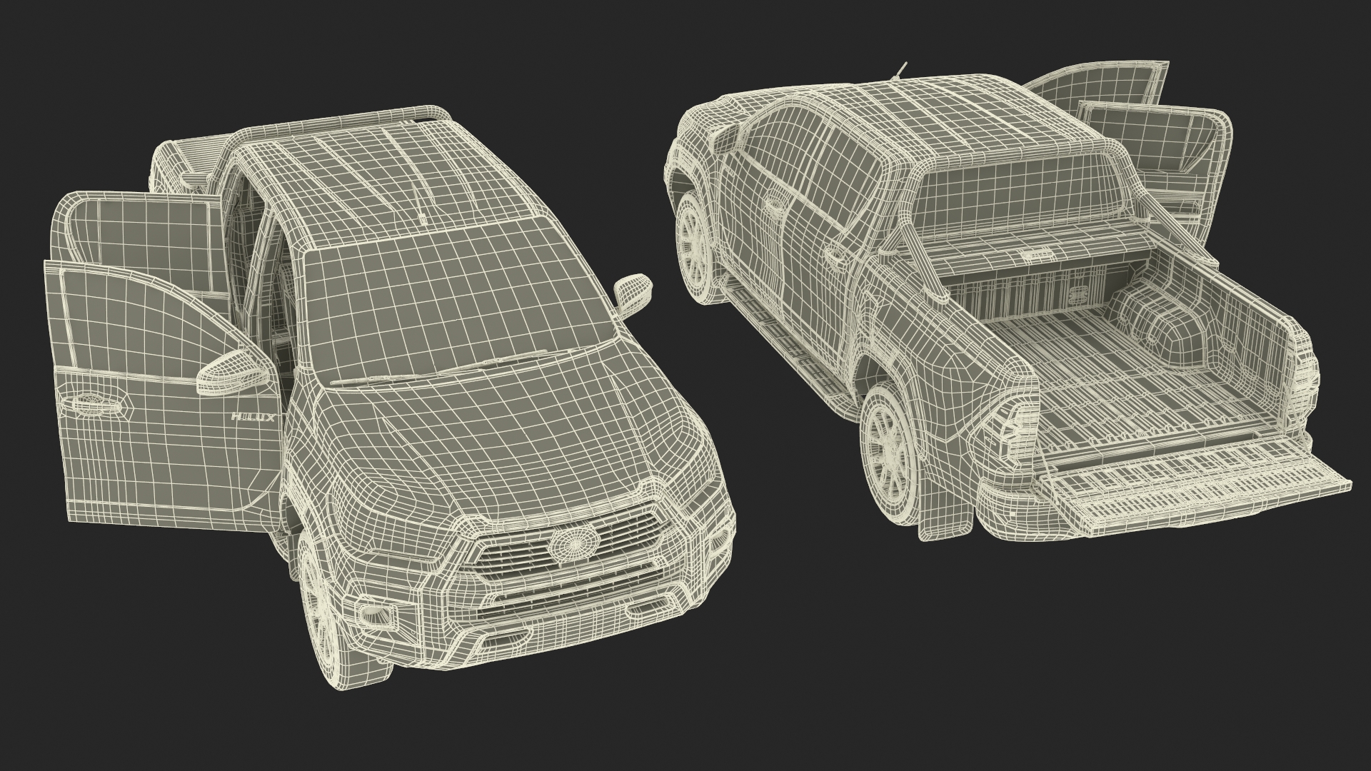 3D Toyota Hilux 2022 Red Rigged model
