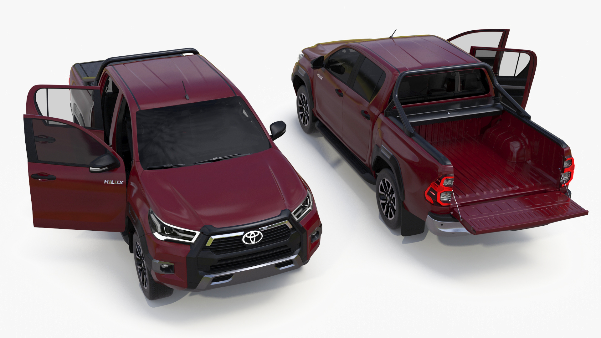 3D Toyota Hilux 2022 Red Rigged model