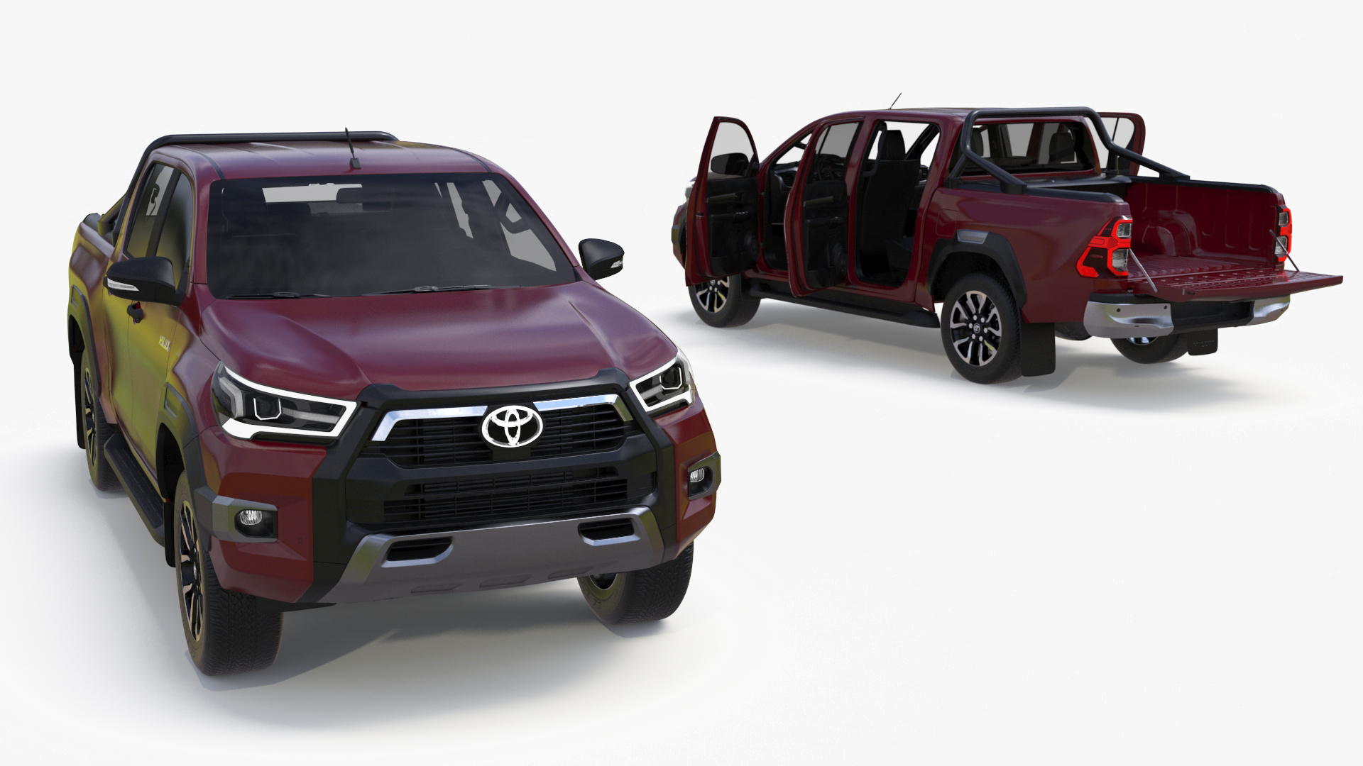 3D Toyota Hilux 2022 Red Rigged model