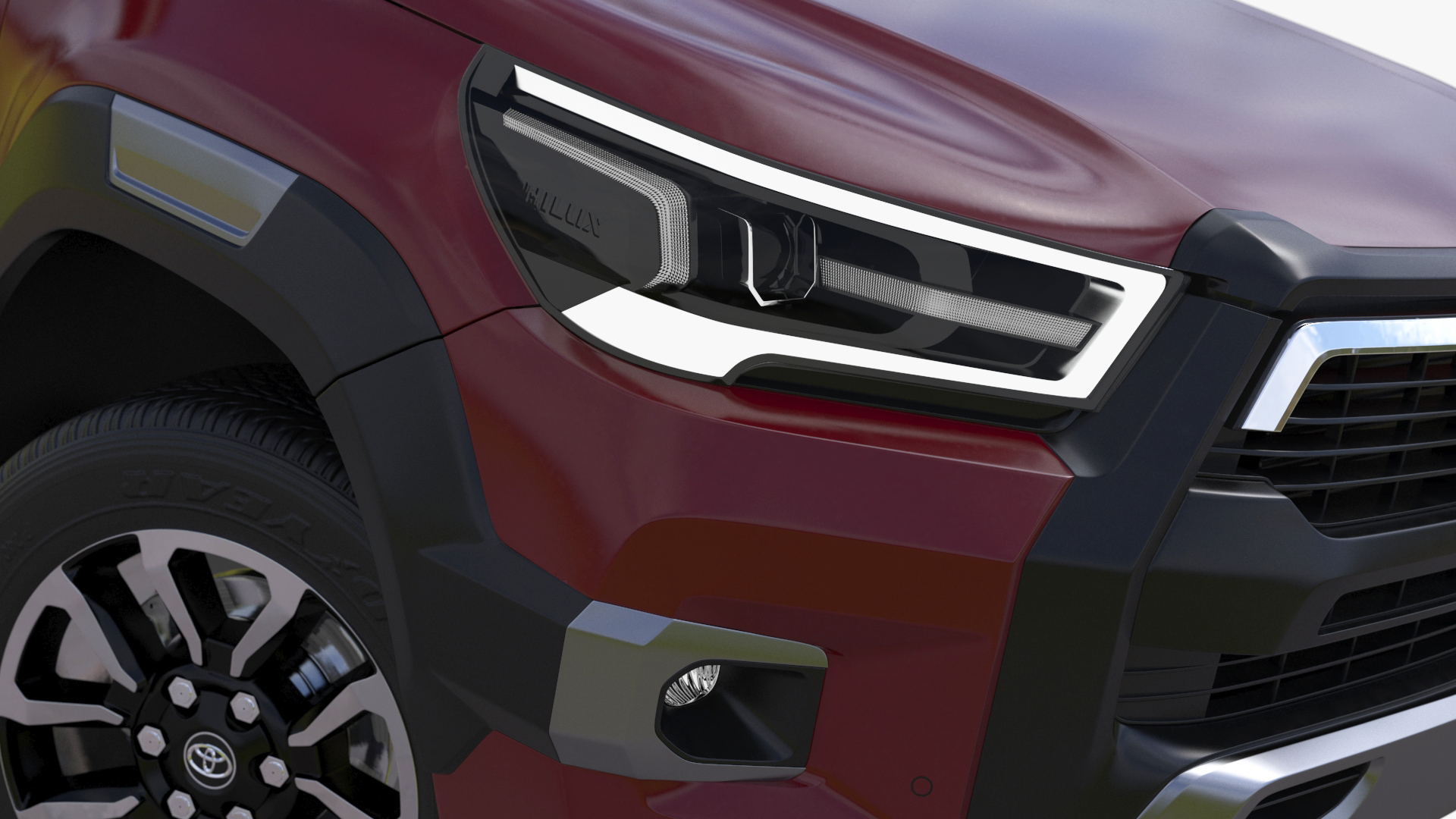 3D Toyota Hilux 2022 Red Rigged model