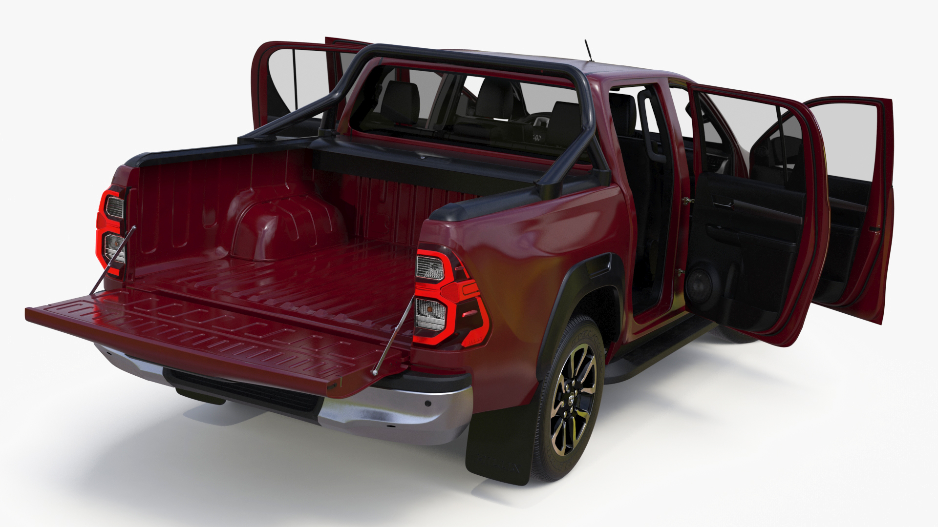 3D Toyota Hilux 2022 Red Rigged model