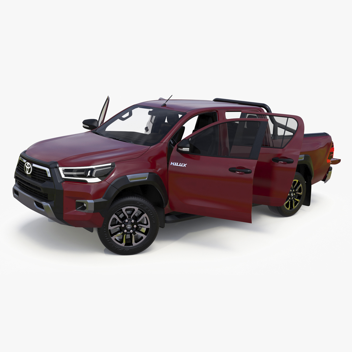 3D Toyota Hilux 2022 Red Rigged model