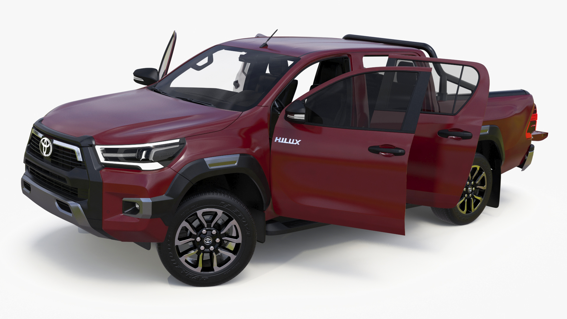 3D Toyota Hilux 2022 Red Rigged model