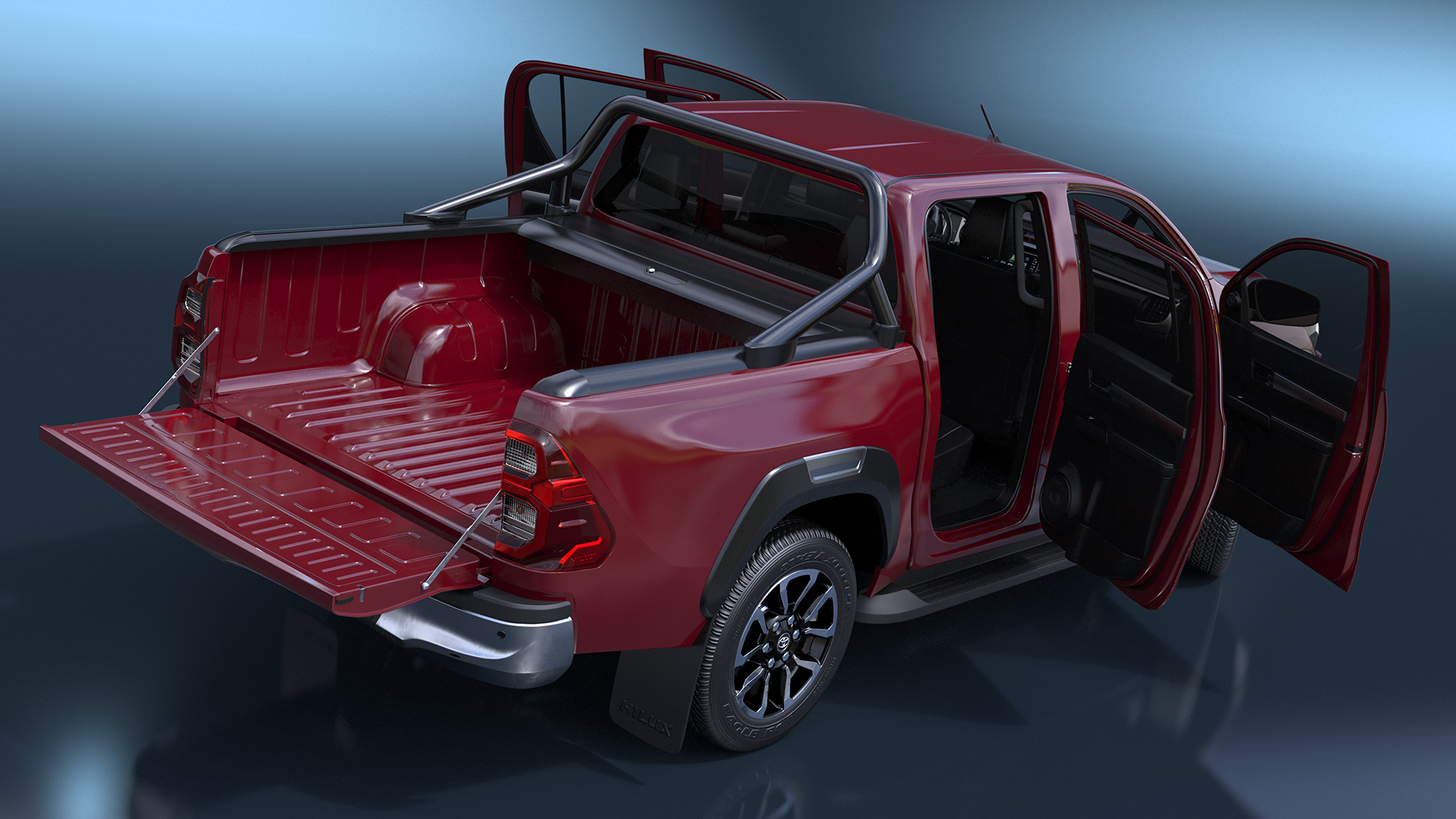 3D Toyota Hilux 2022 Red Rigged model