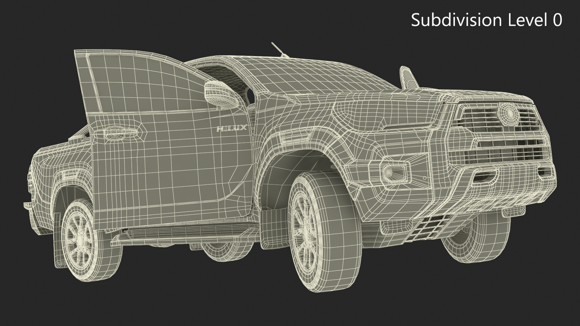 3D Toyota Hilux 2022 Red Rigged model