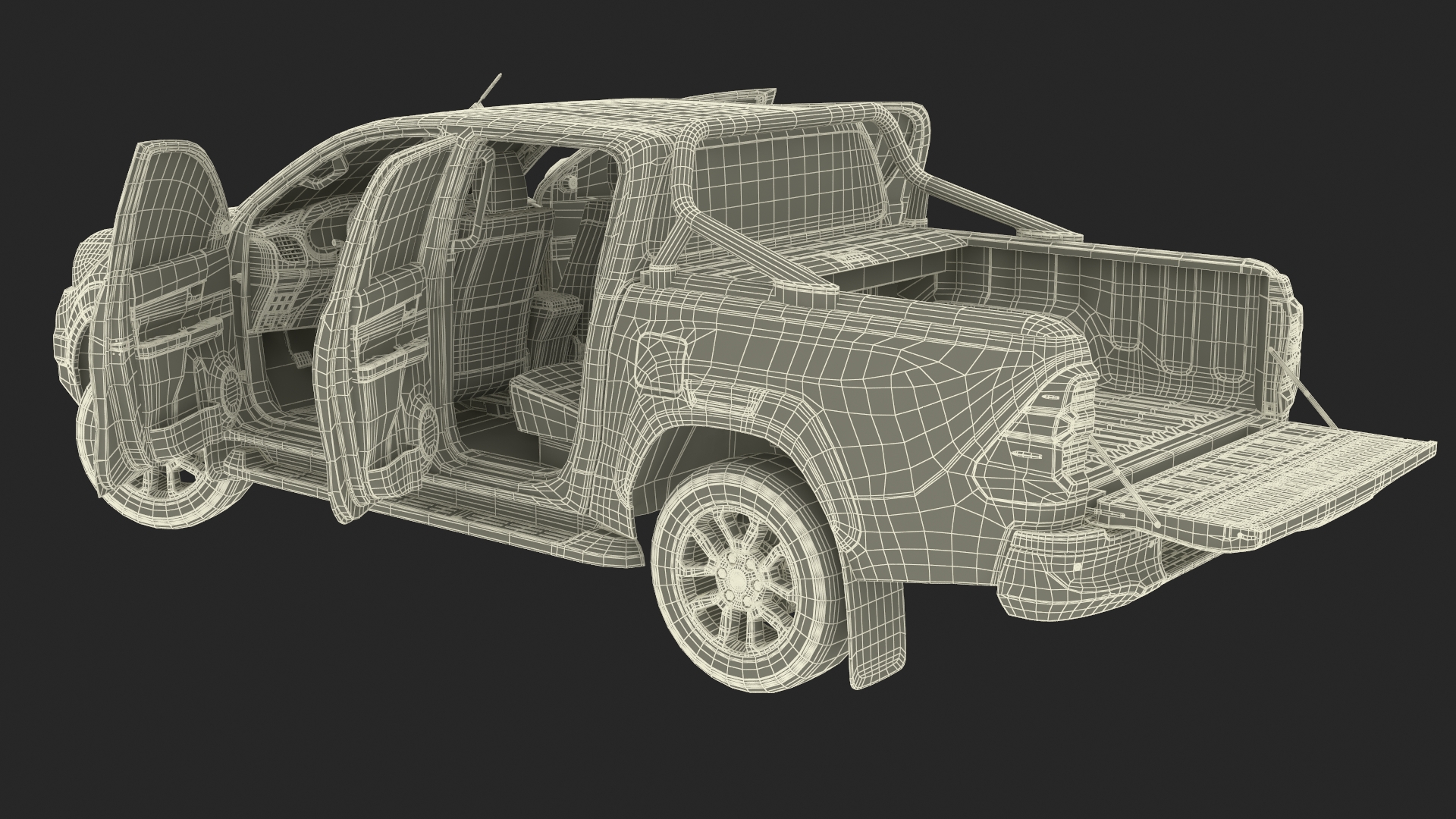 3D Toyota Hilux 2022 Red Rigged model