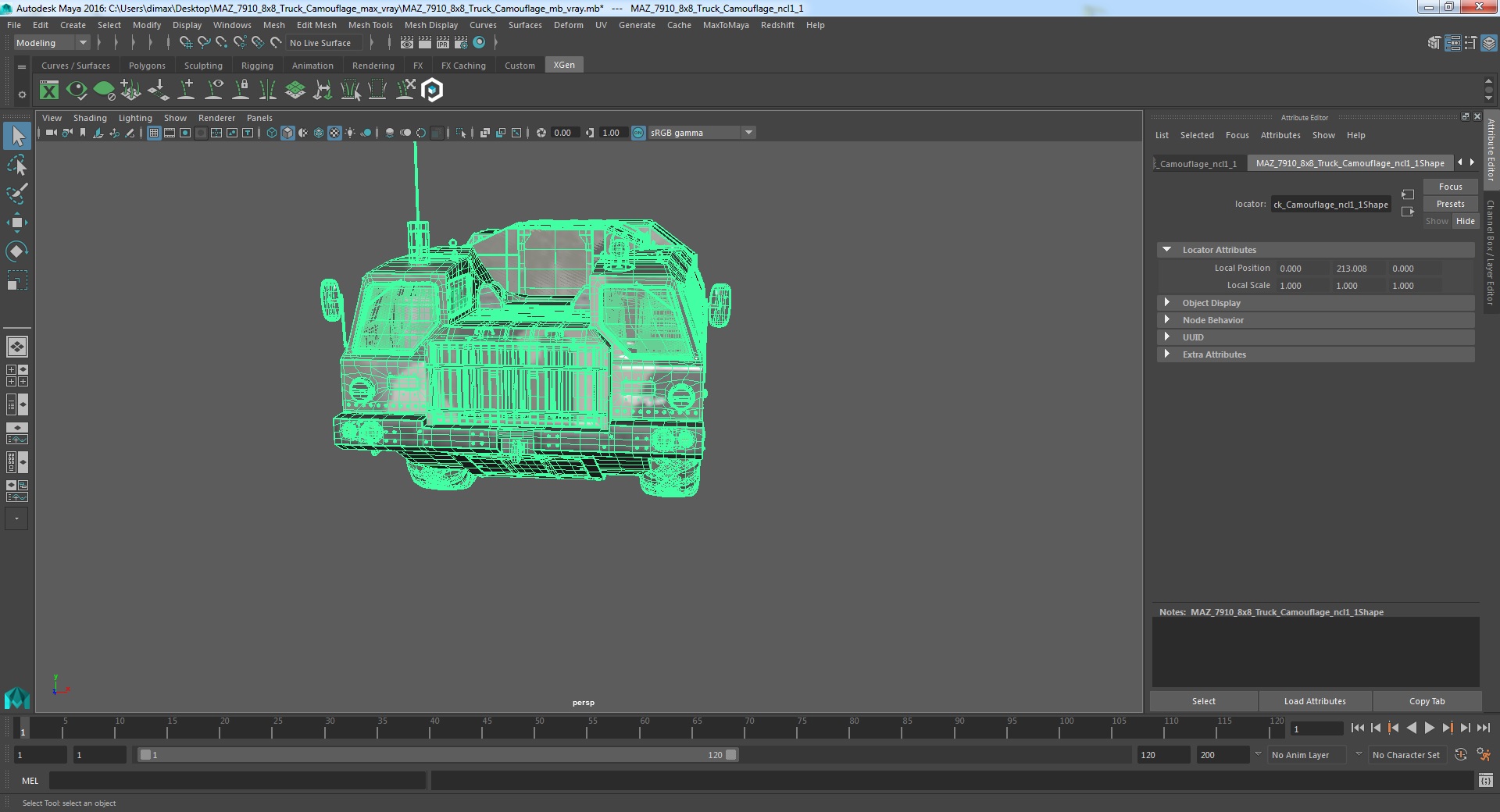 MAZ 7910 8x8 Truck Camouflage 3D model
