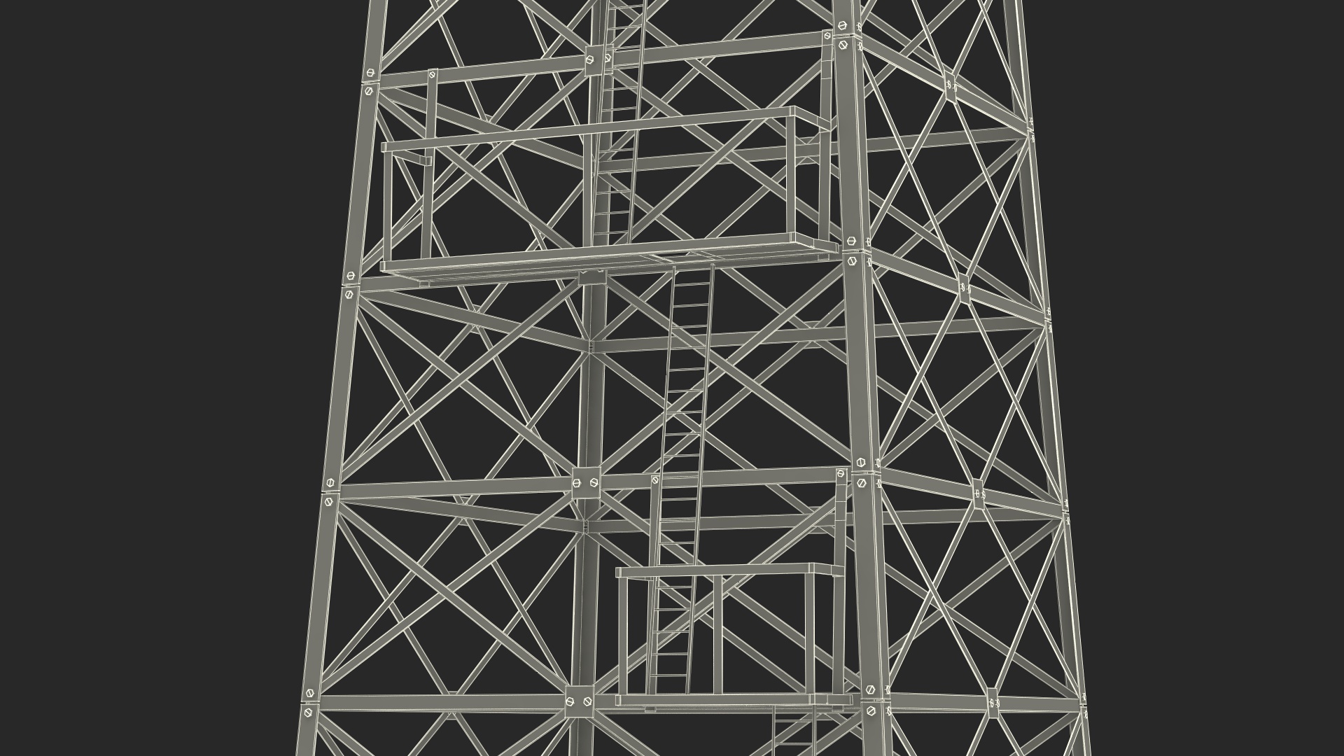 3D Oil Derrick Structure with Attached Storage Shed model