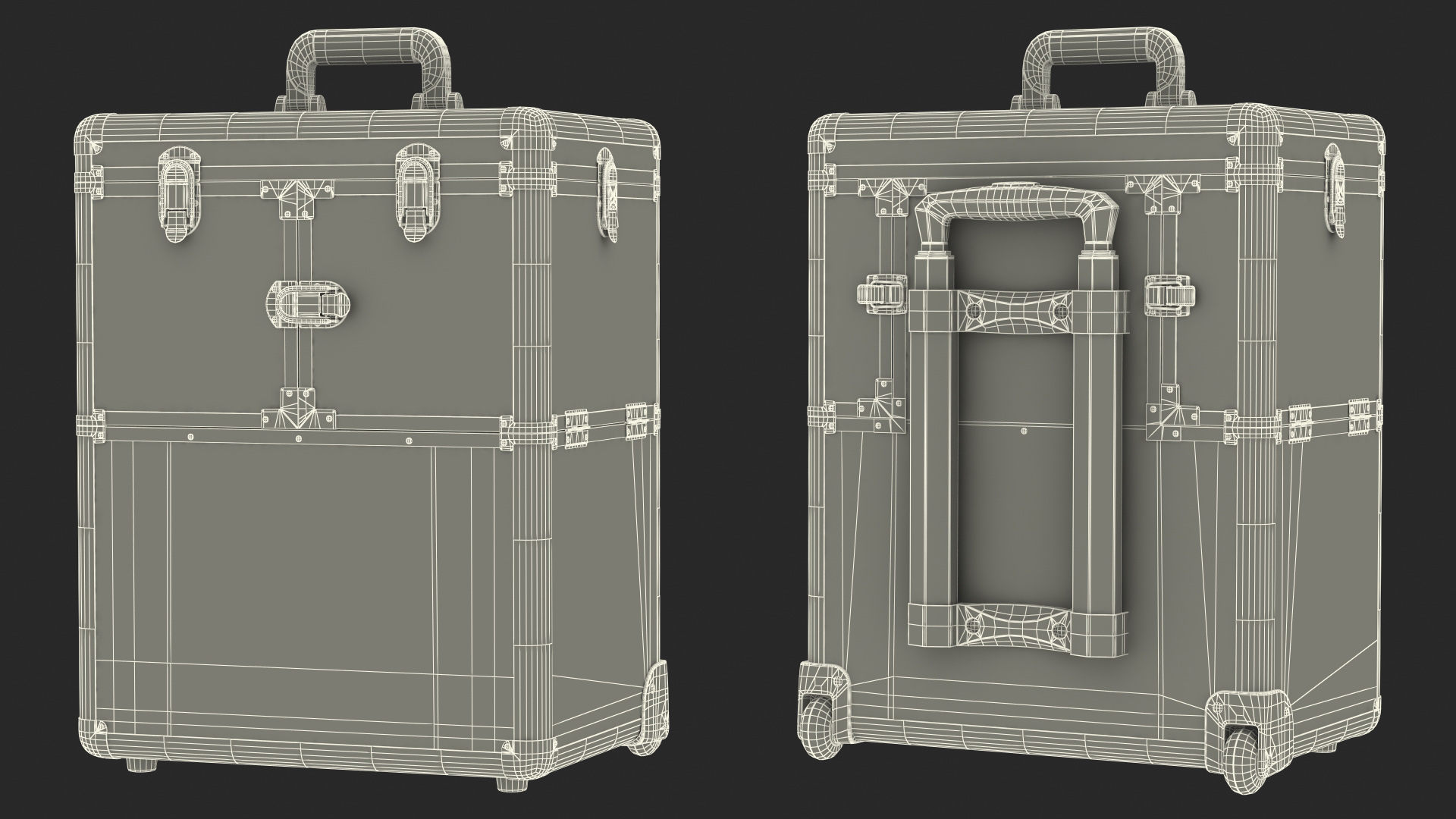 Yaheetech Aluminum Rolling Trolley Makeup Case Folded Black 3D model