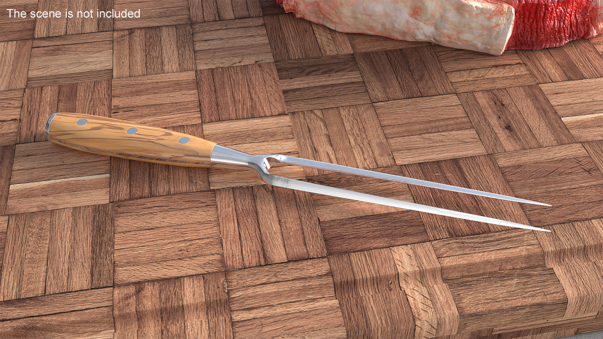3D Carving Fork with Light-Colored Handle model