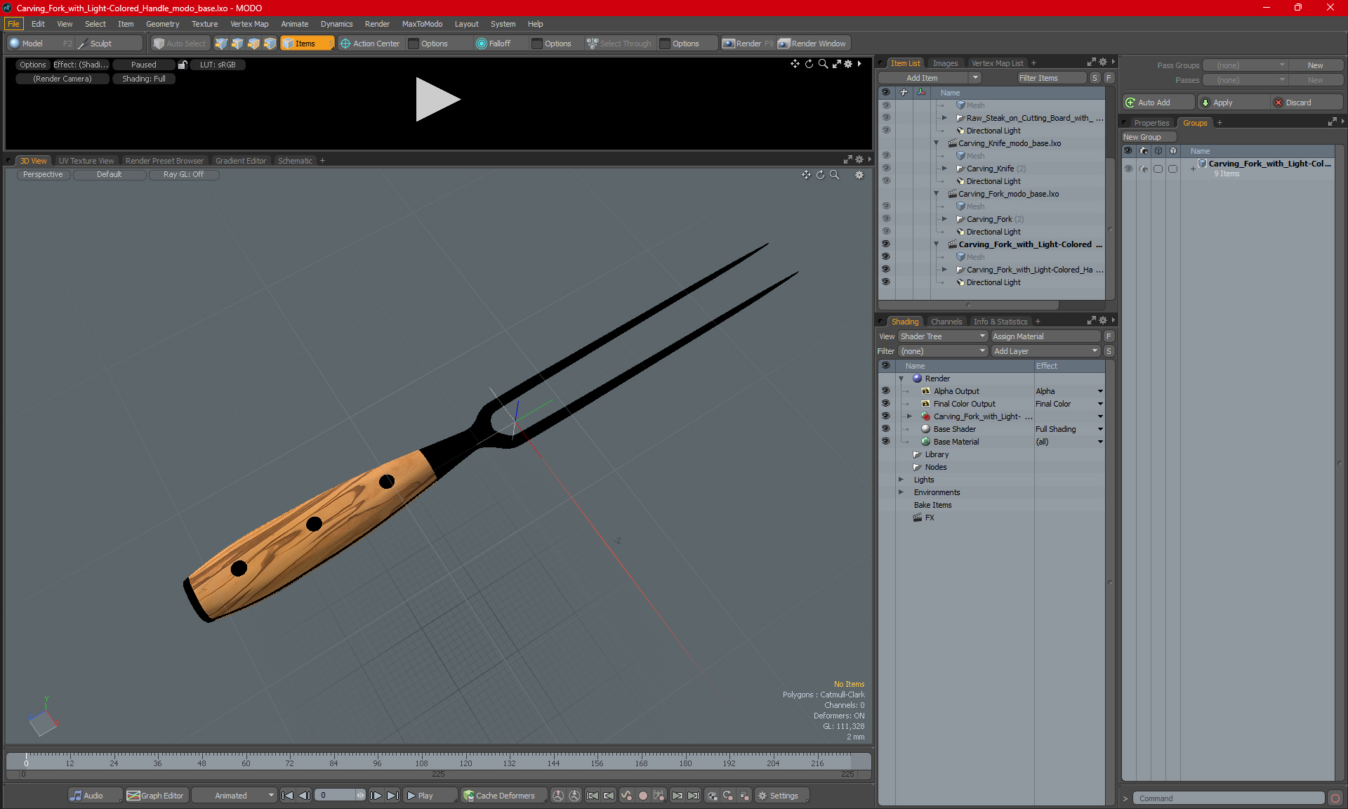 3D Carving Fork with Light-Colored Handle model