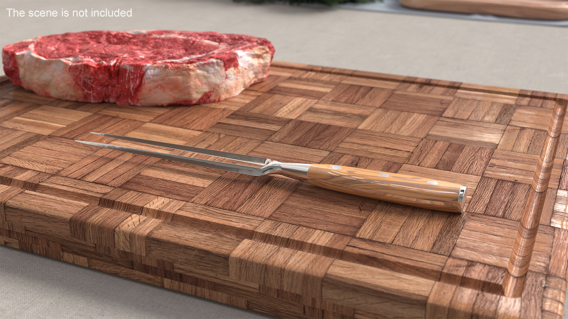 3D Carving Fork with Light-Colored Handle model