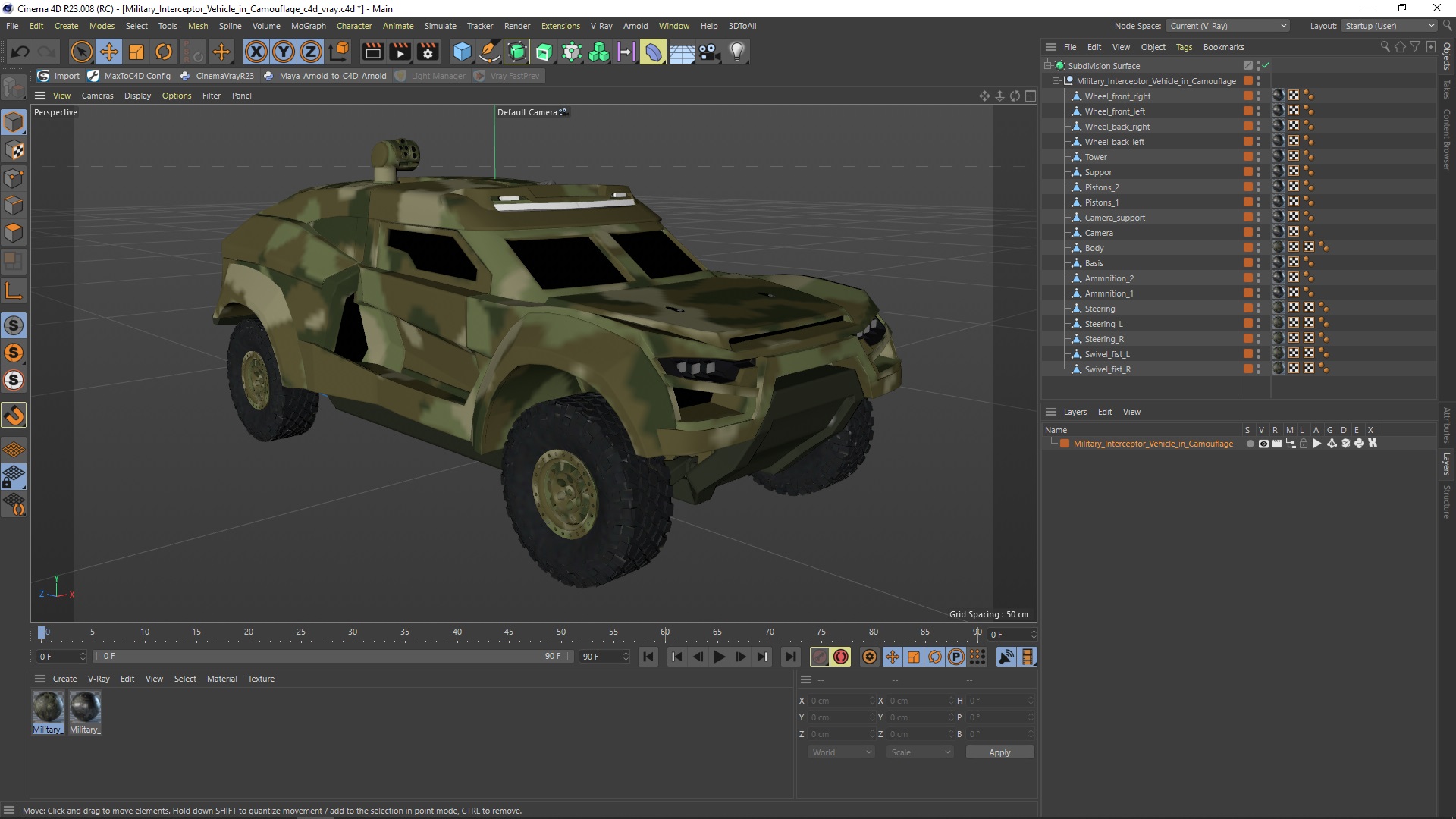 Military Interceptor Vehicle in Camouflage 3D