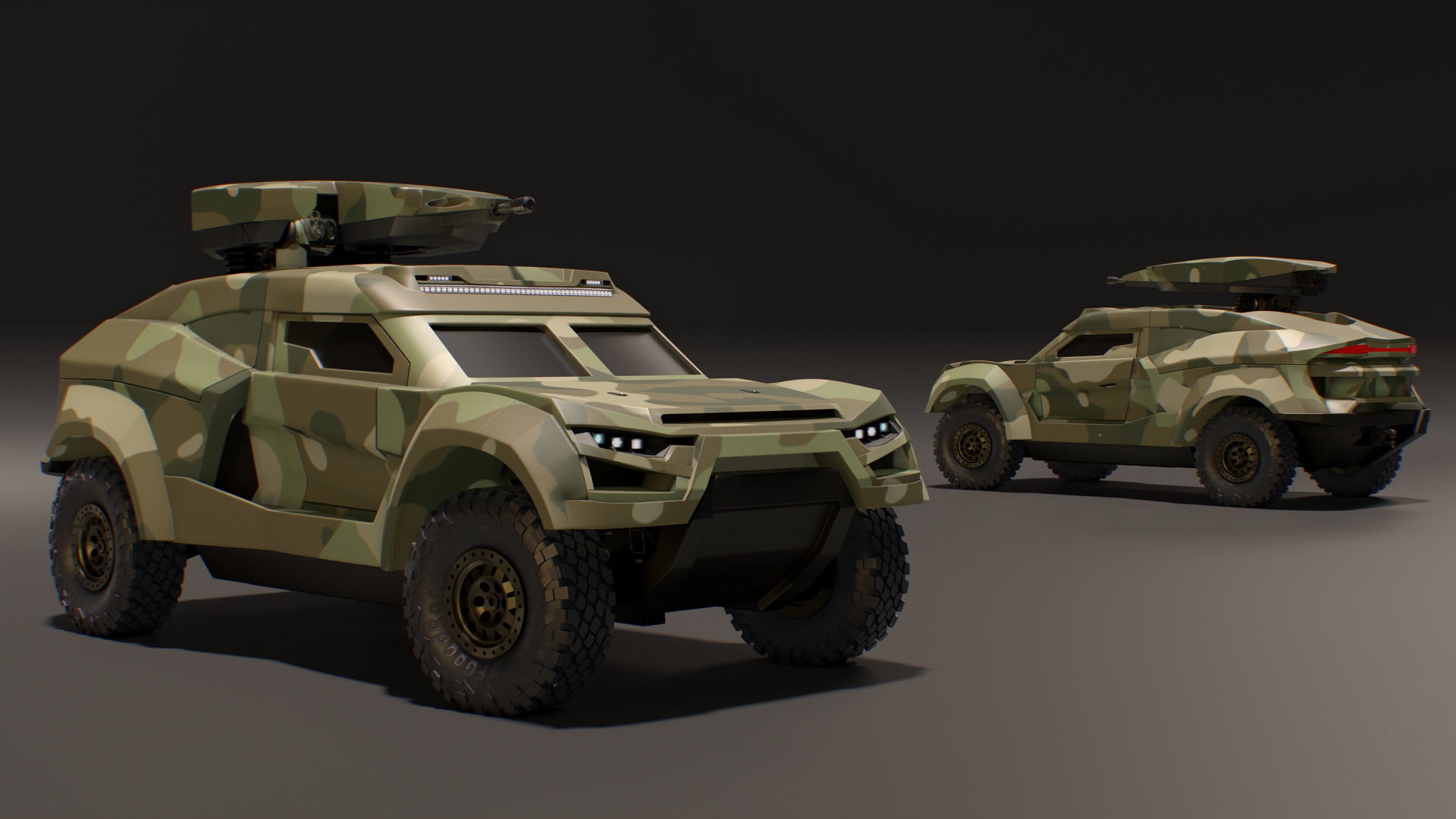 Military Interceptor Vehicle in Camouflage 3D