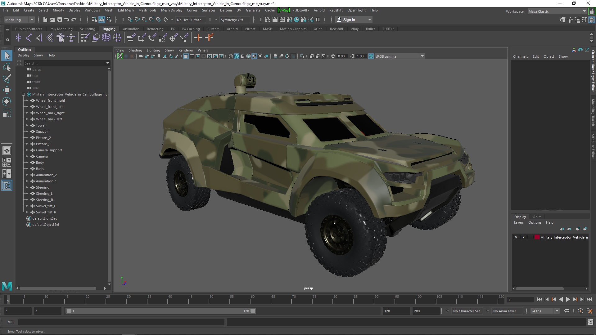 Military Interceptor Vehicle in Camouflage 3D