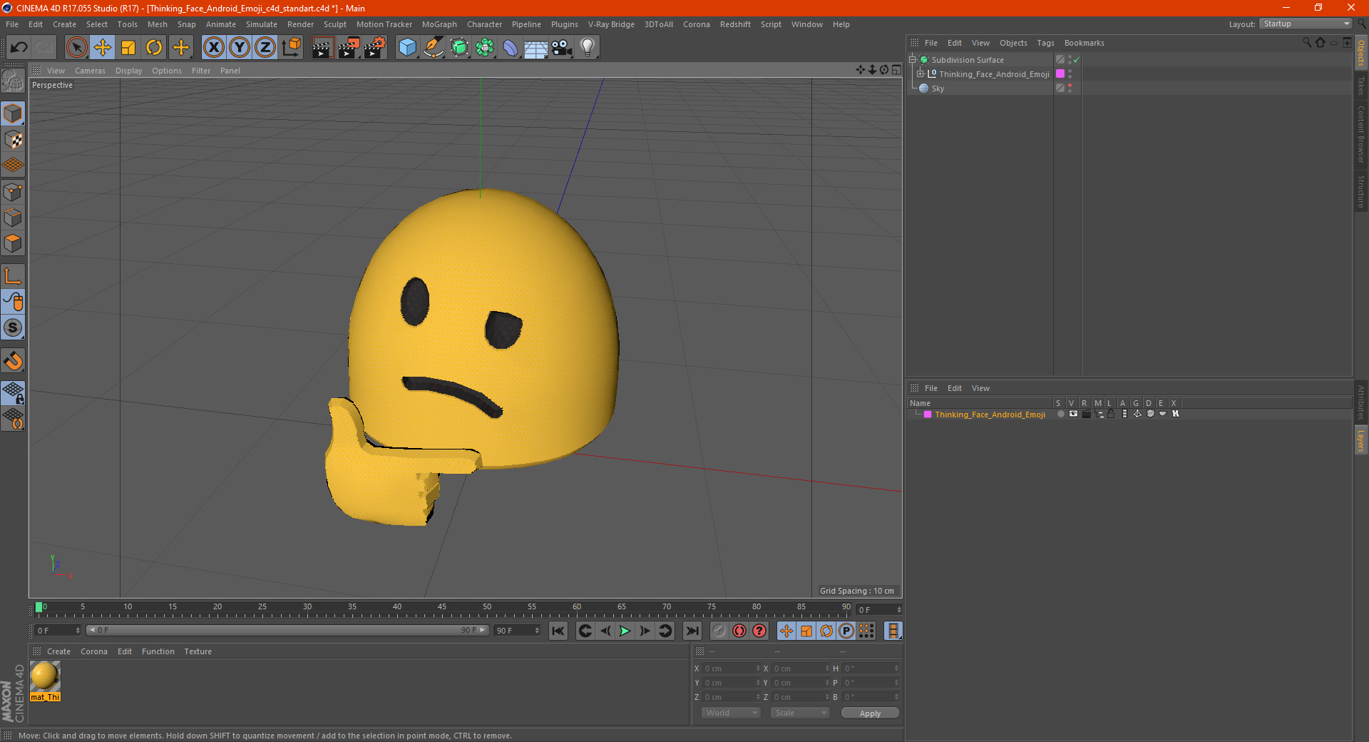 Thinking Face Android Emoji 3D
