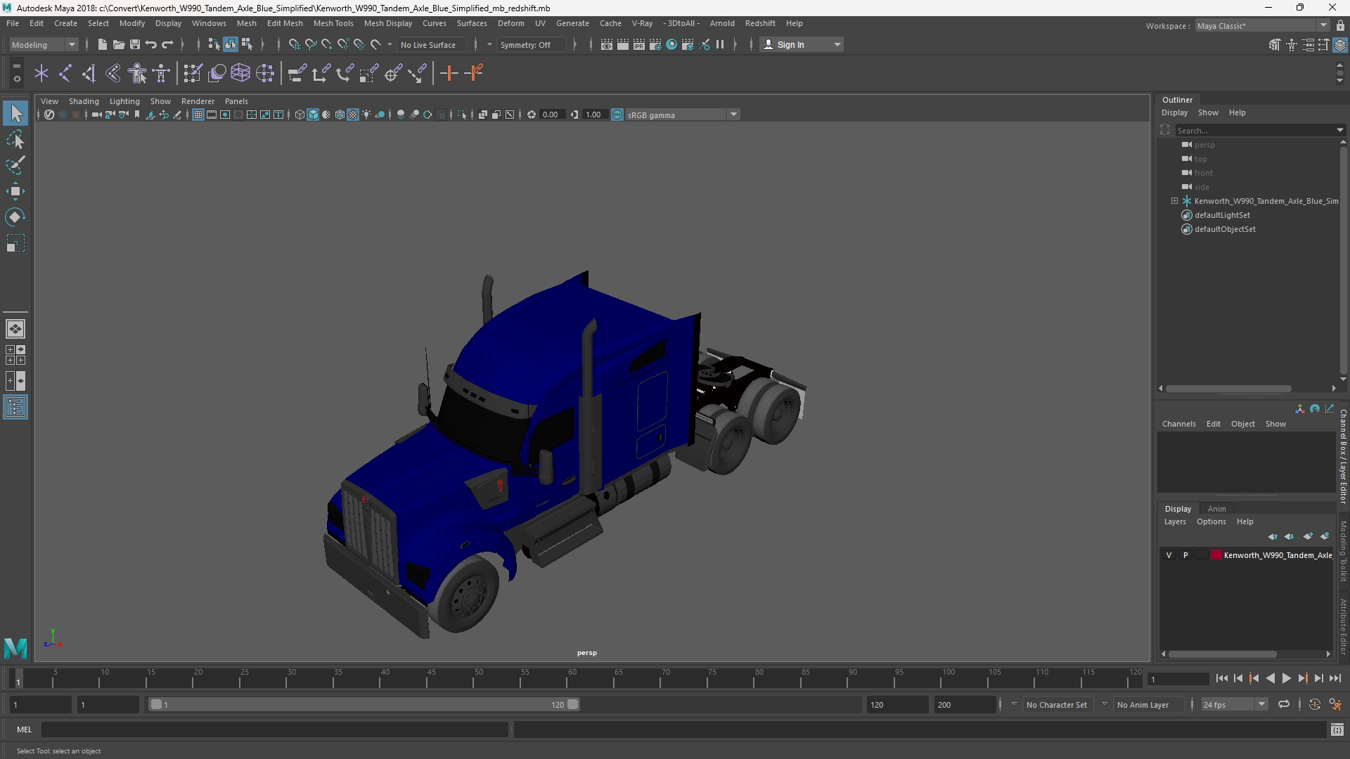 Kenworth W990 Tandem Axle Blue Simplified - view 11