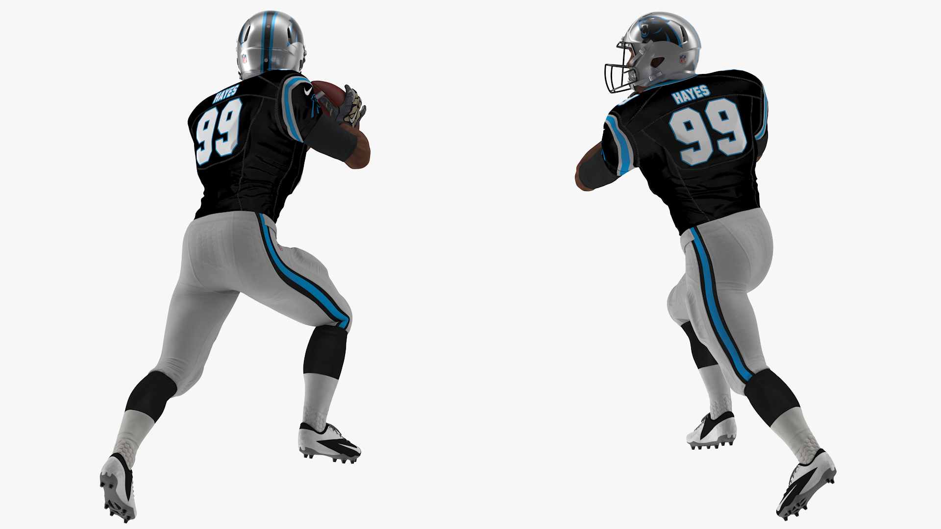 3D Carolina Panthers American Football Player Running The Ball Fur model