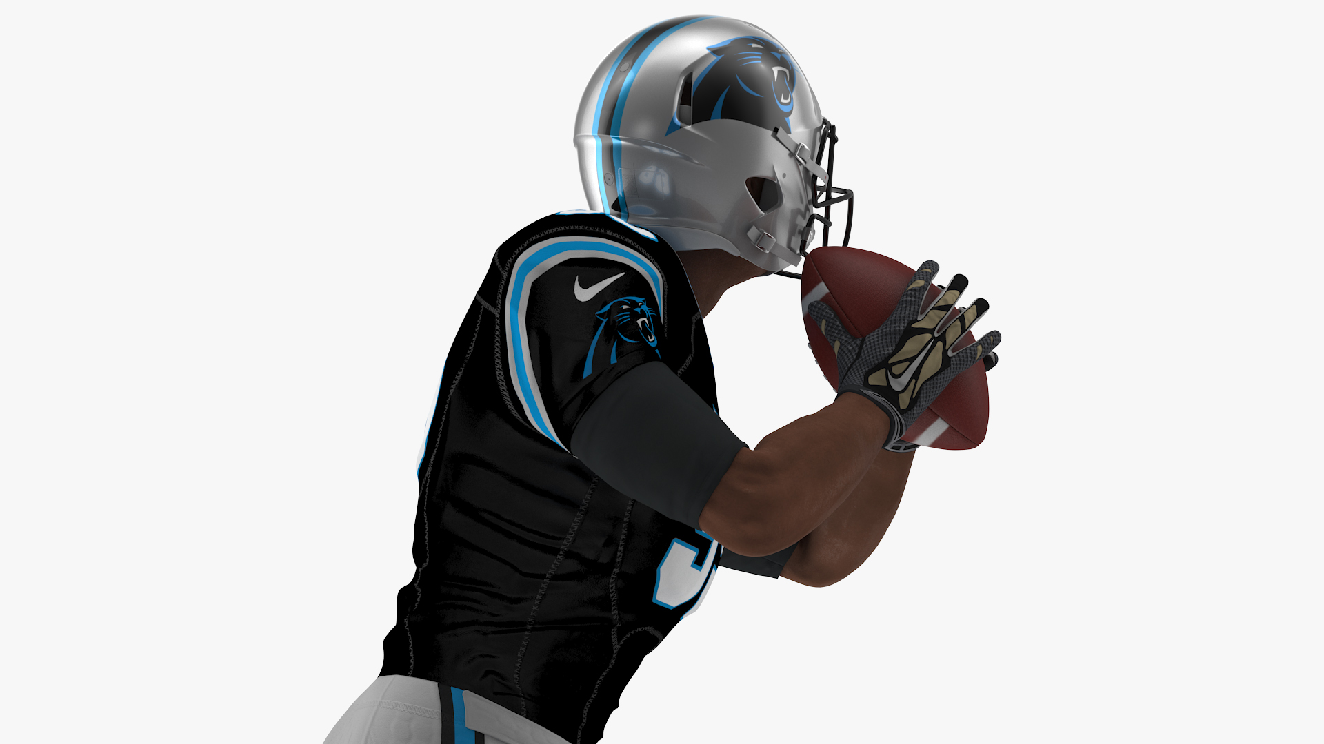 3D Carolina Panthers American Football Player Running The Ball Fur model