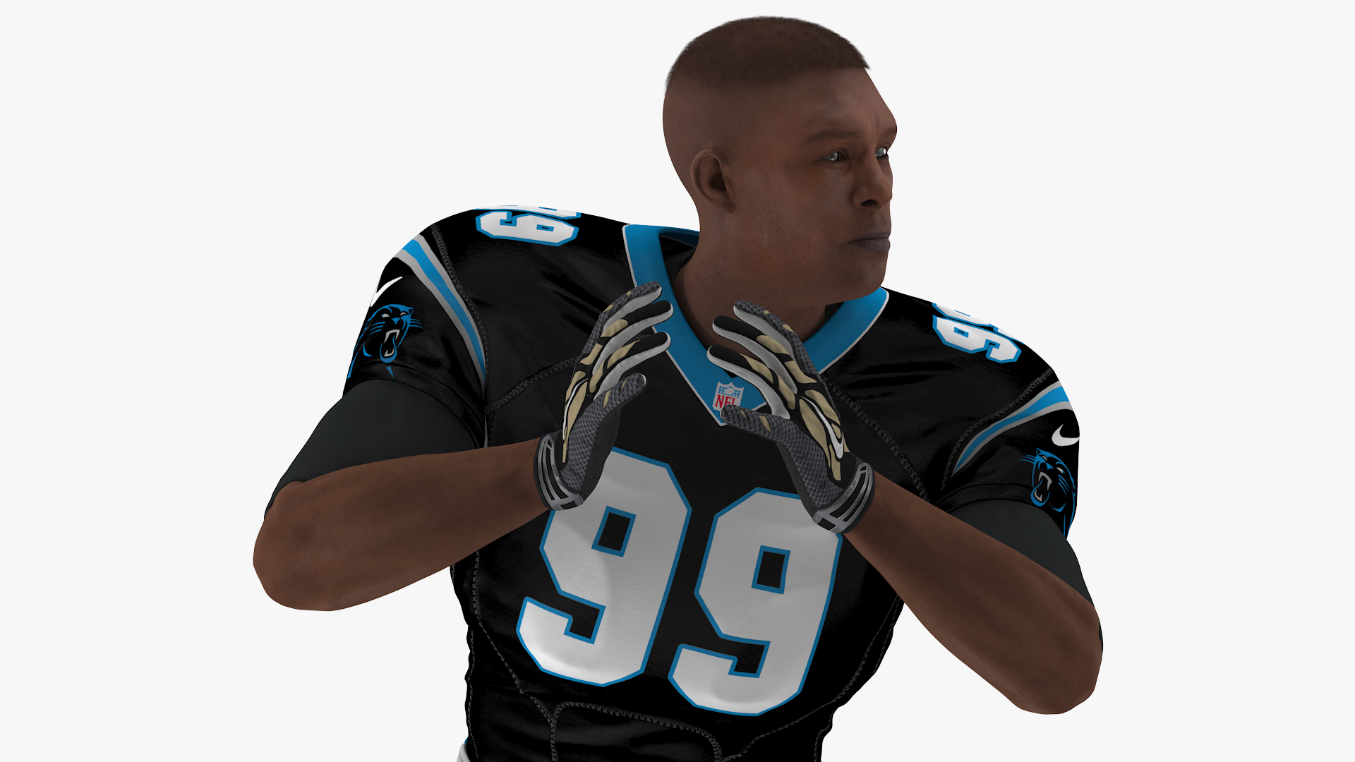 3D Carolina Panthers American Football Player Running The Ball Fur model