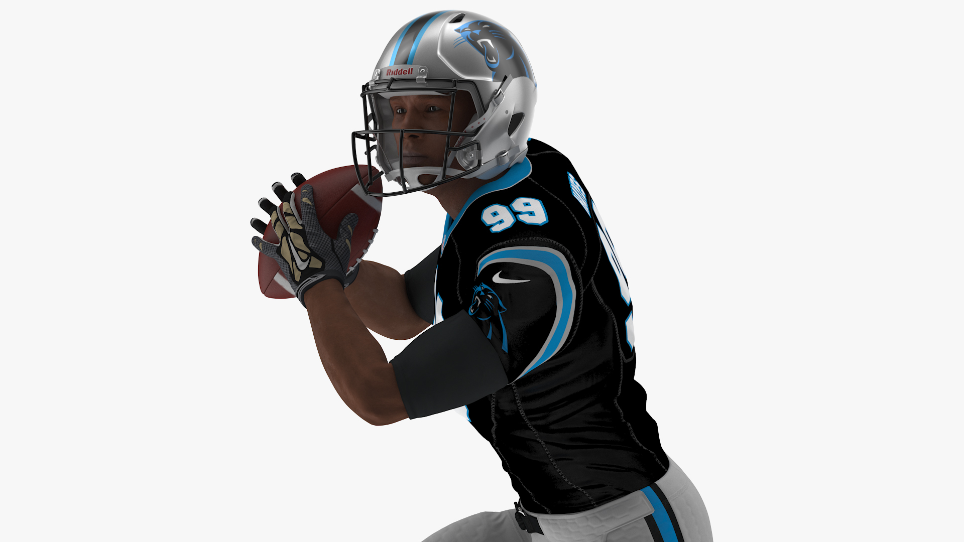 3D Carolina Panthers American Football Player Running The Ball Fur model