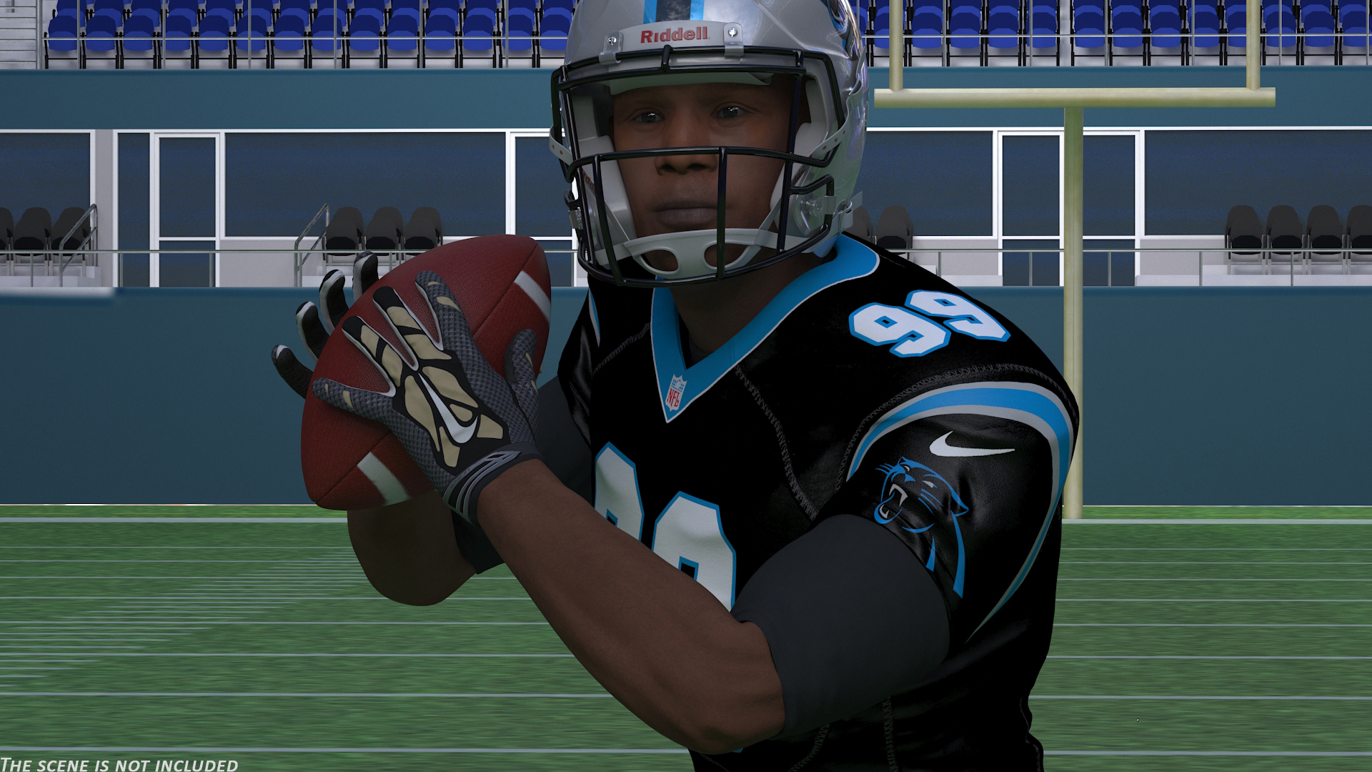 3D Carolina Panthers American Football Player Running The Ball Fur model
