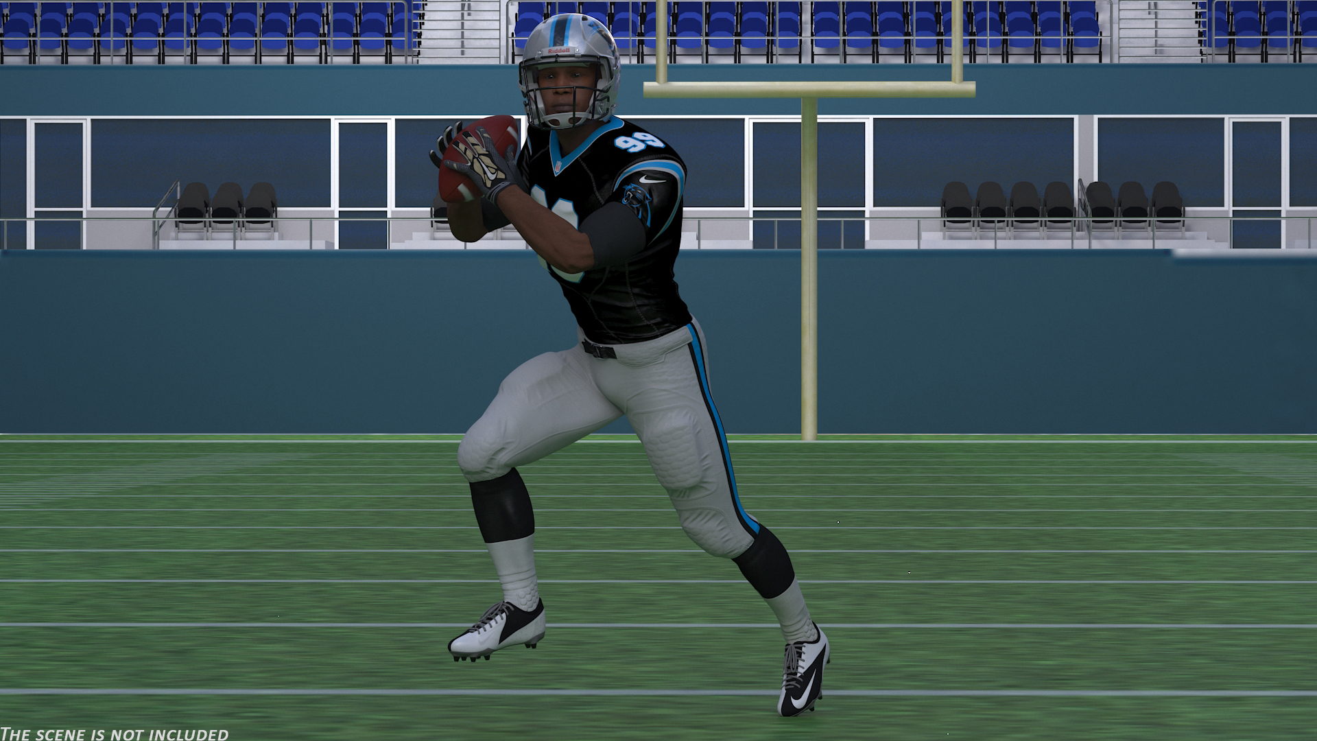 3D Carolina Panthers American Football Player Running The Ball Fur model