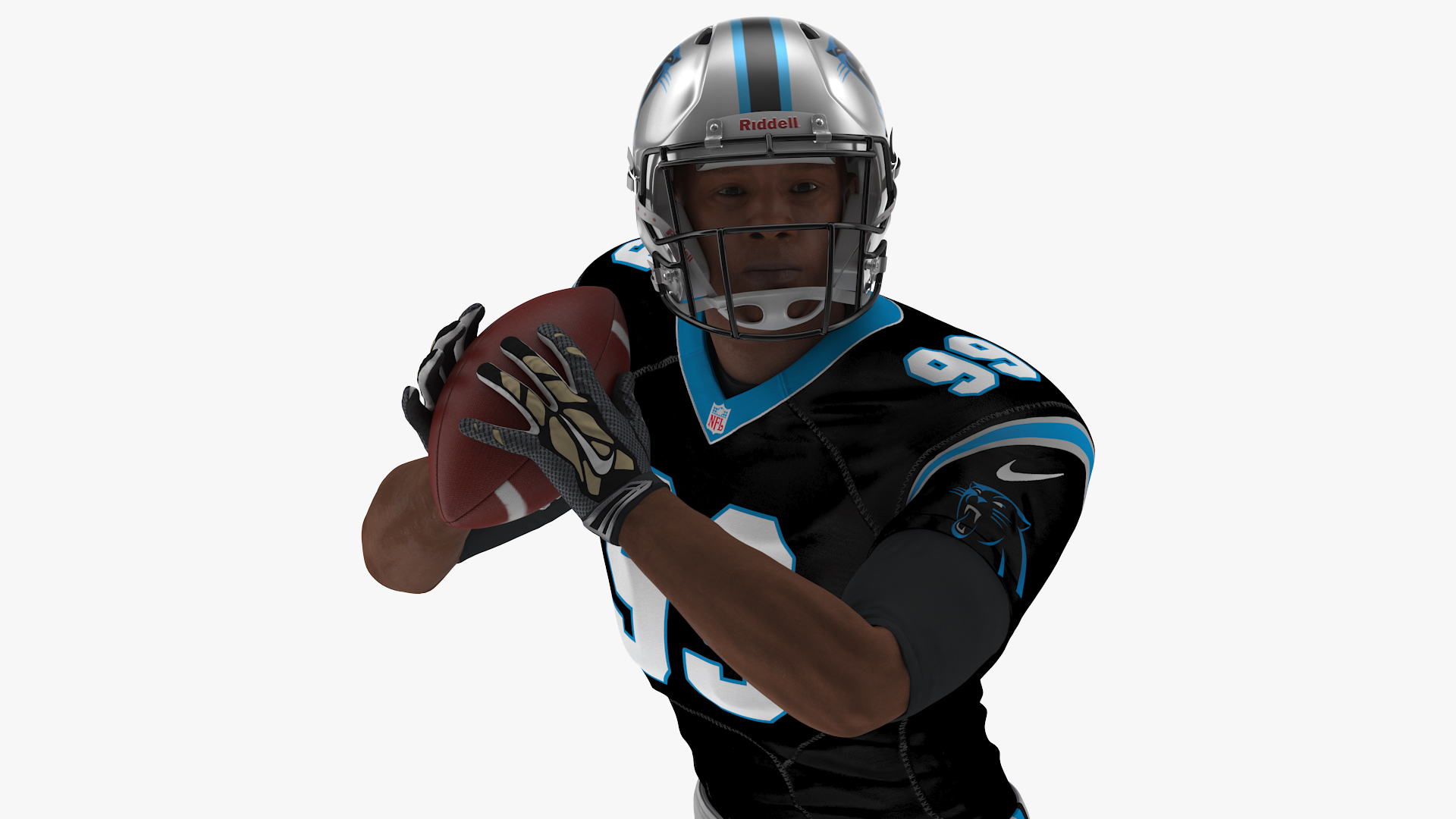 3D Carolina Panthers American Football Player Running The Ball Fur model