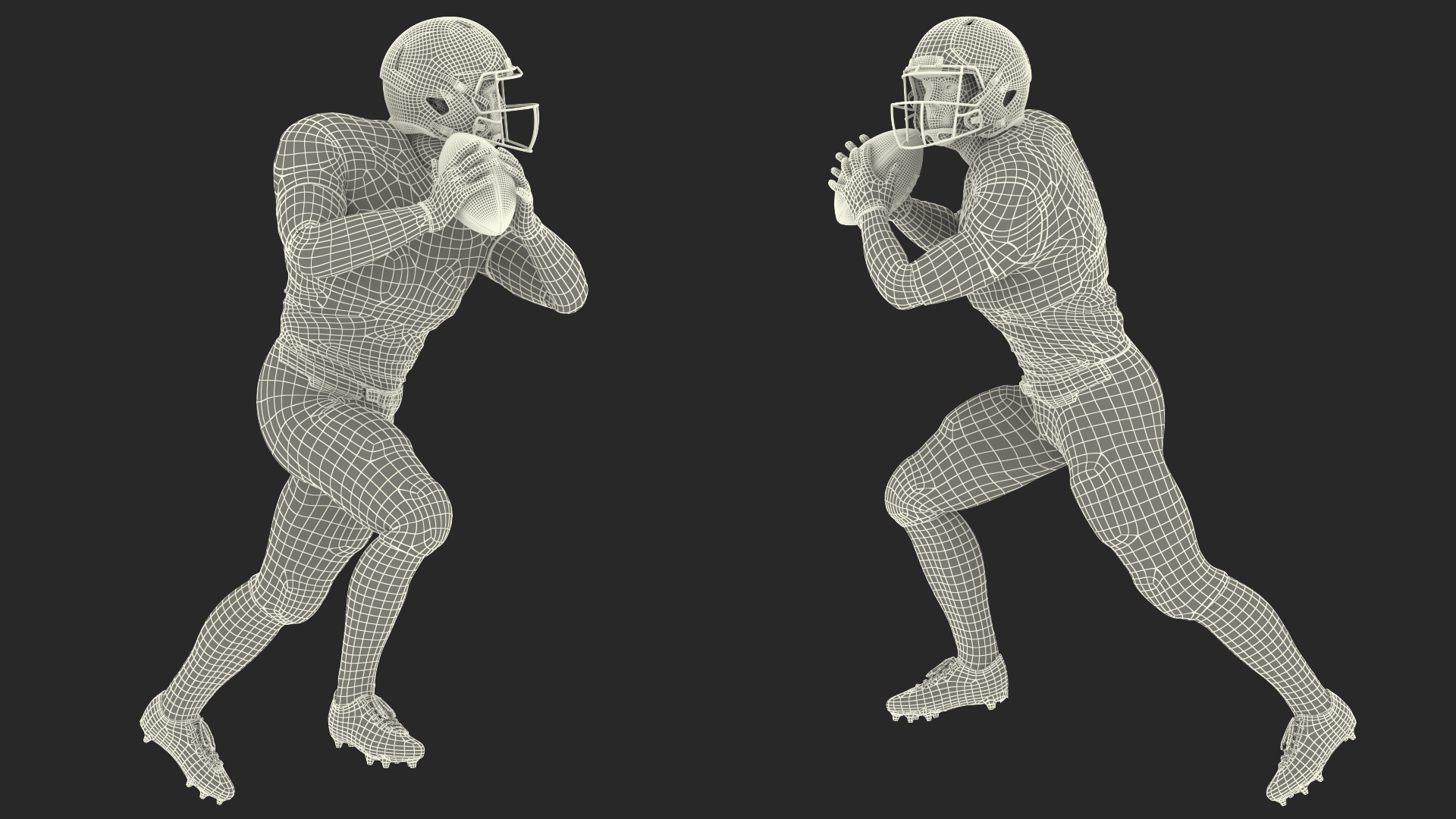 3D Carolina Panthers American Football Player Running The Ball Fur model